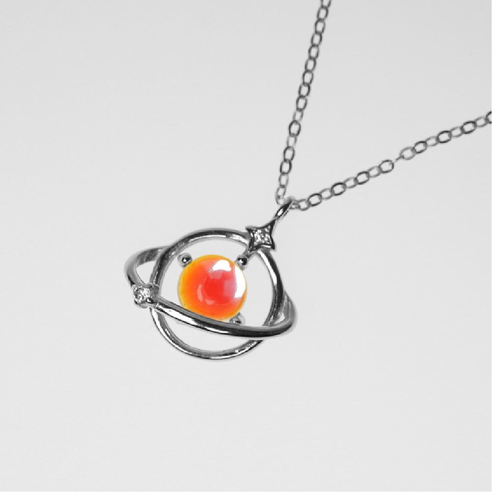 美麗的行星月石純銀項鍊細節