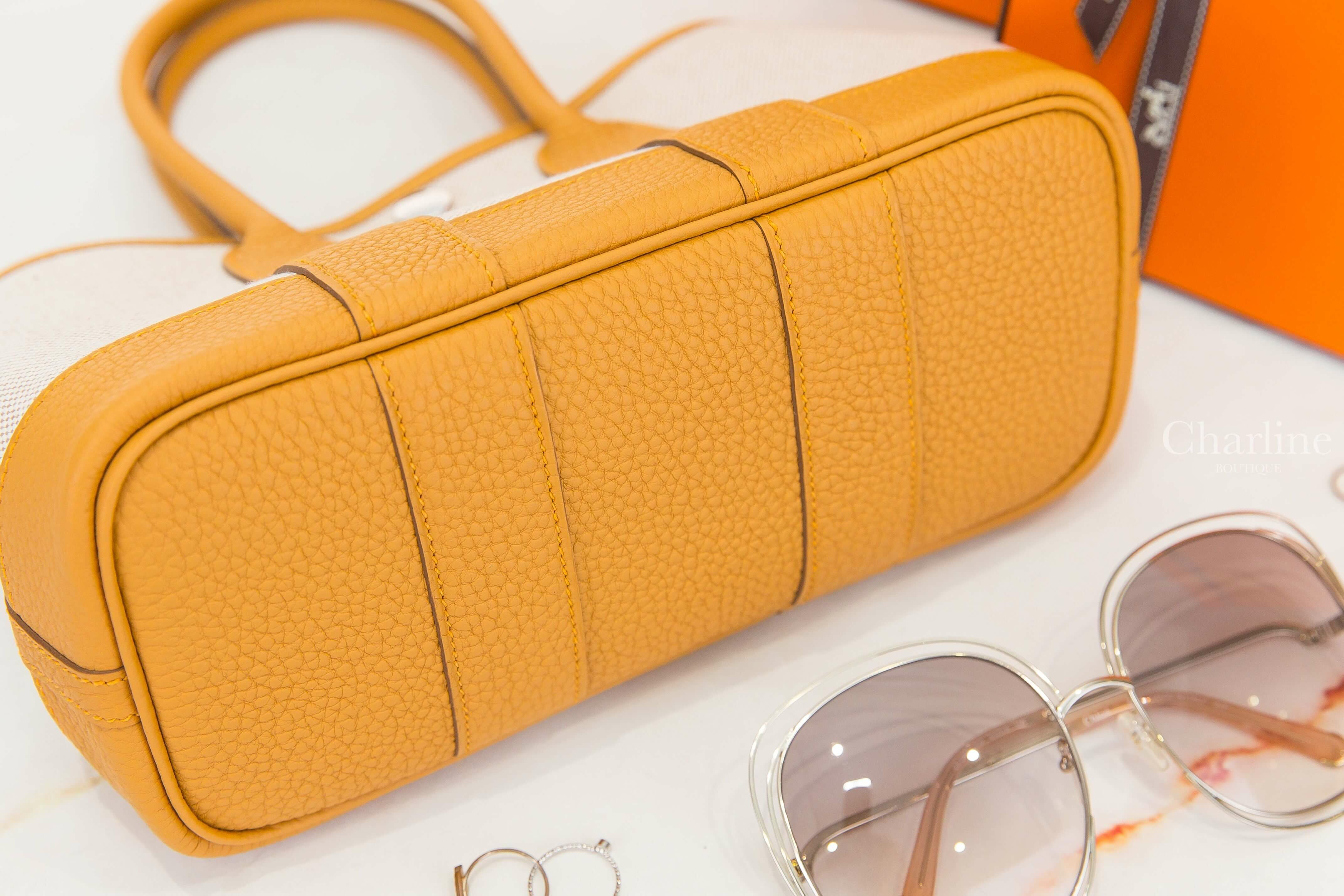 Hermès Neo Garden Party 23cm Viking Canvas / Negonda Calfskin 自然砂色帆布拼沙灘金迷你皮革手提包-Charline Boutique 精品代購