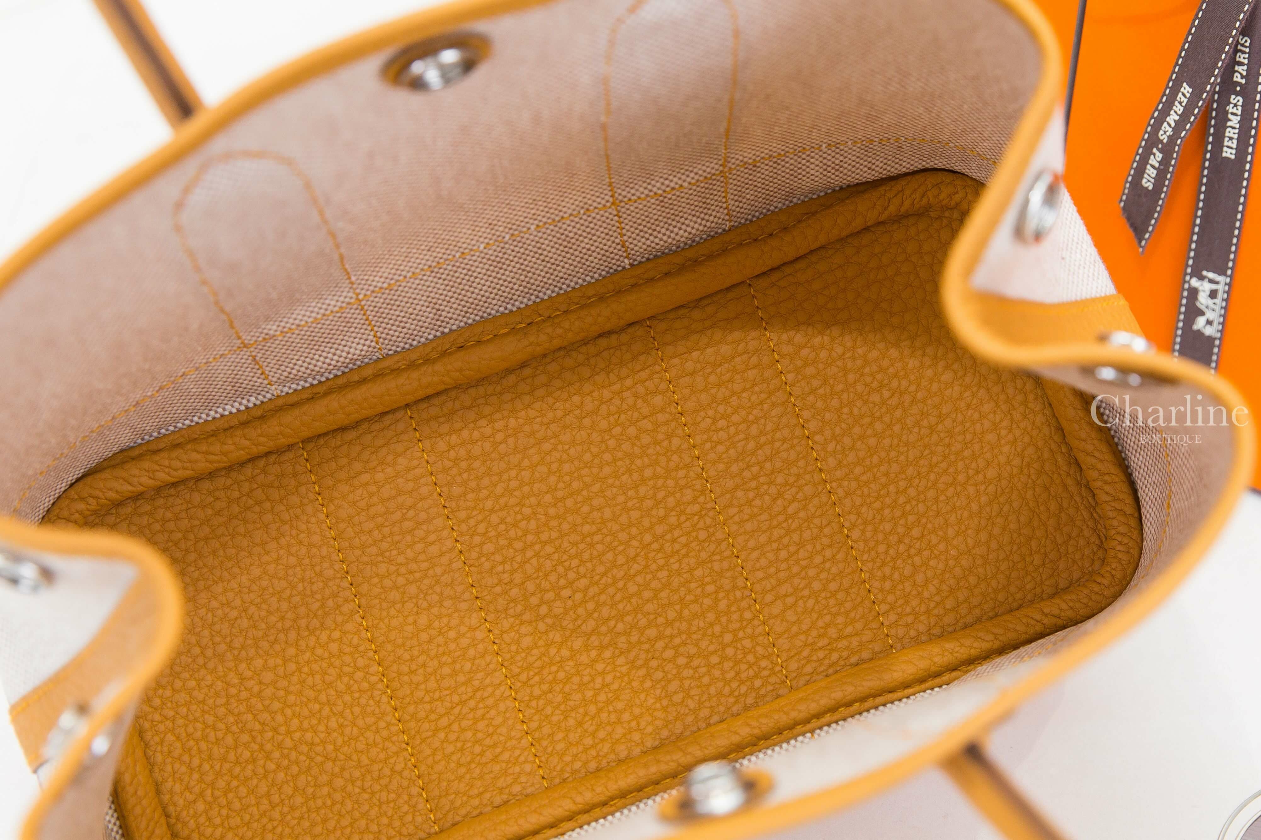 Hermès Neo Garden Party 23cm Viking Canvas / Negonda Calfskin 自然砂色帆布拼沙灘金迷你皮革手提包-Charline Boutique 精品代購