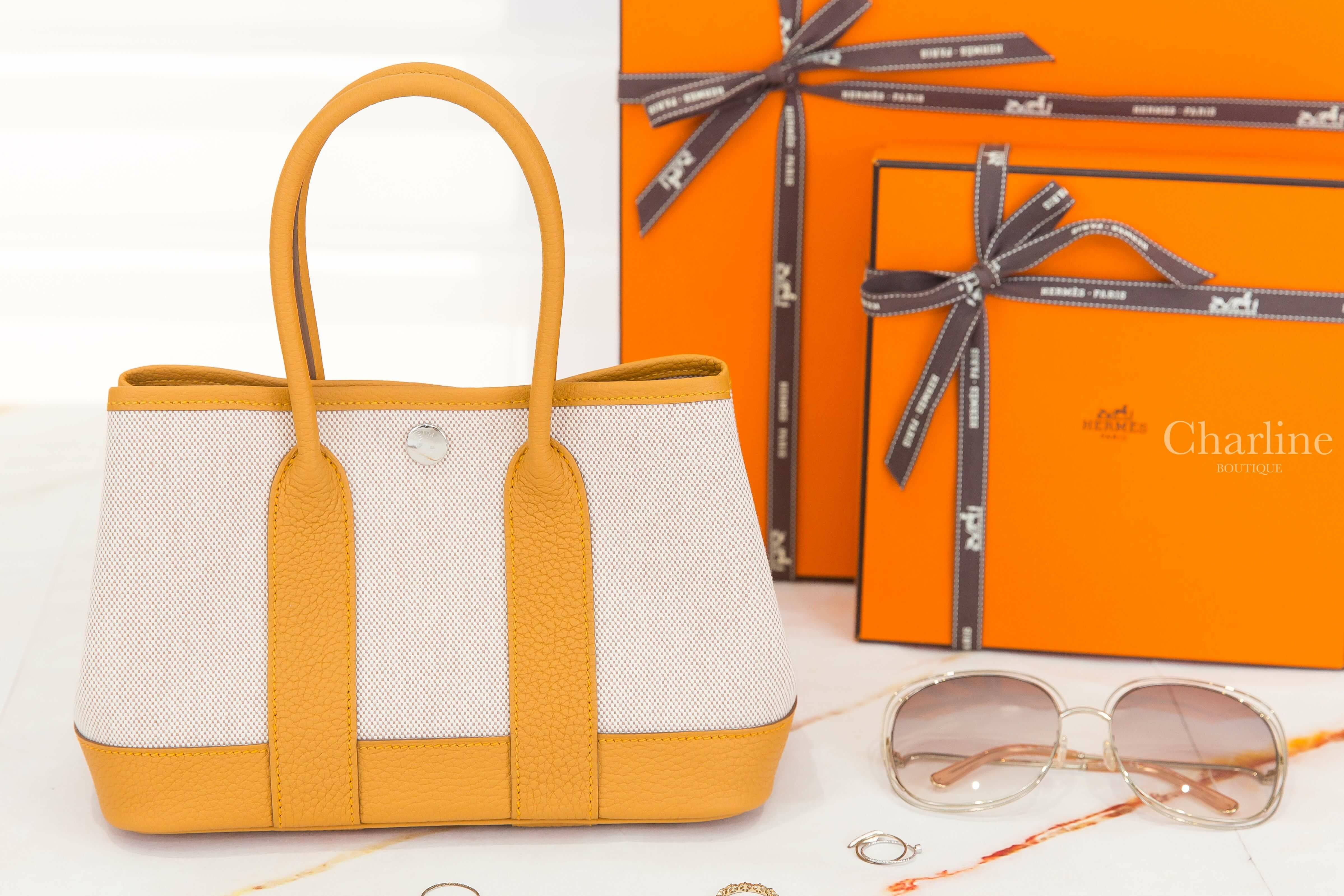 Hermès Neo Garden Party 23cm Viking Canvas / Negonda Calfskin 自然砂色帆布拼沙灘金迷你皮革手提包-Charline Boutique 精品代購