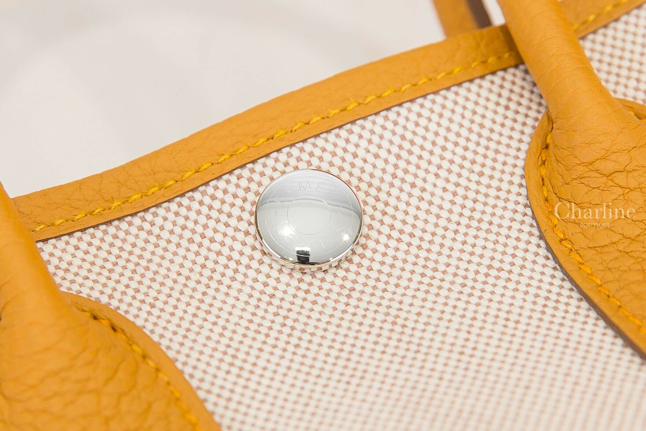 Hermès Neo Garden Party 23cm Viking Canvas / Negonda Calfskin 自然砂色帆布拼沙灘金迷你皮革手提包