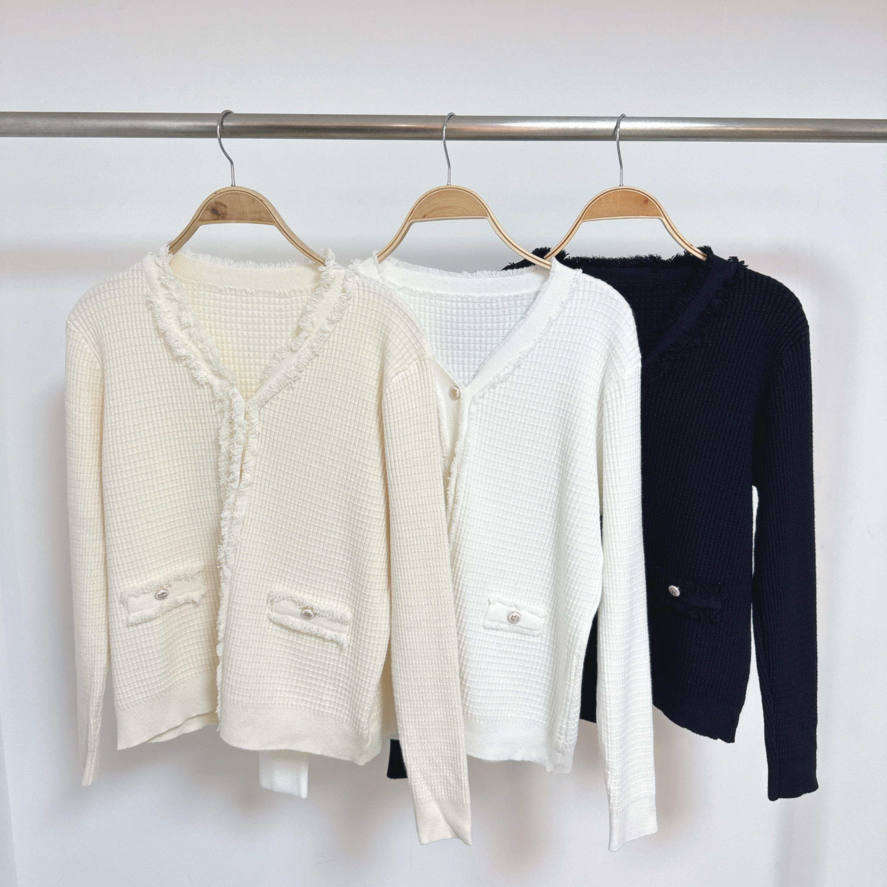 復古鈕扣格紋針織外套 (E1-E3)