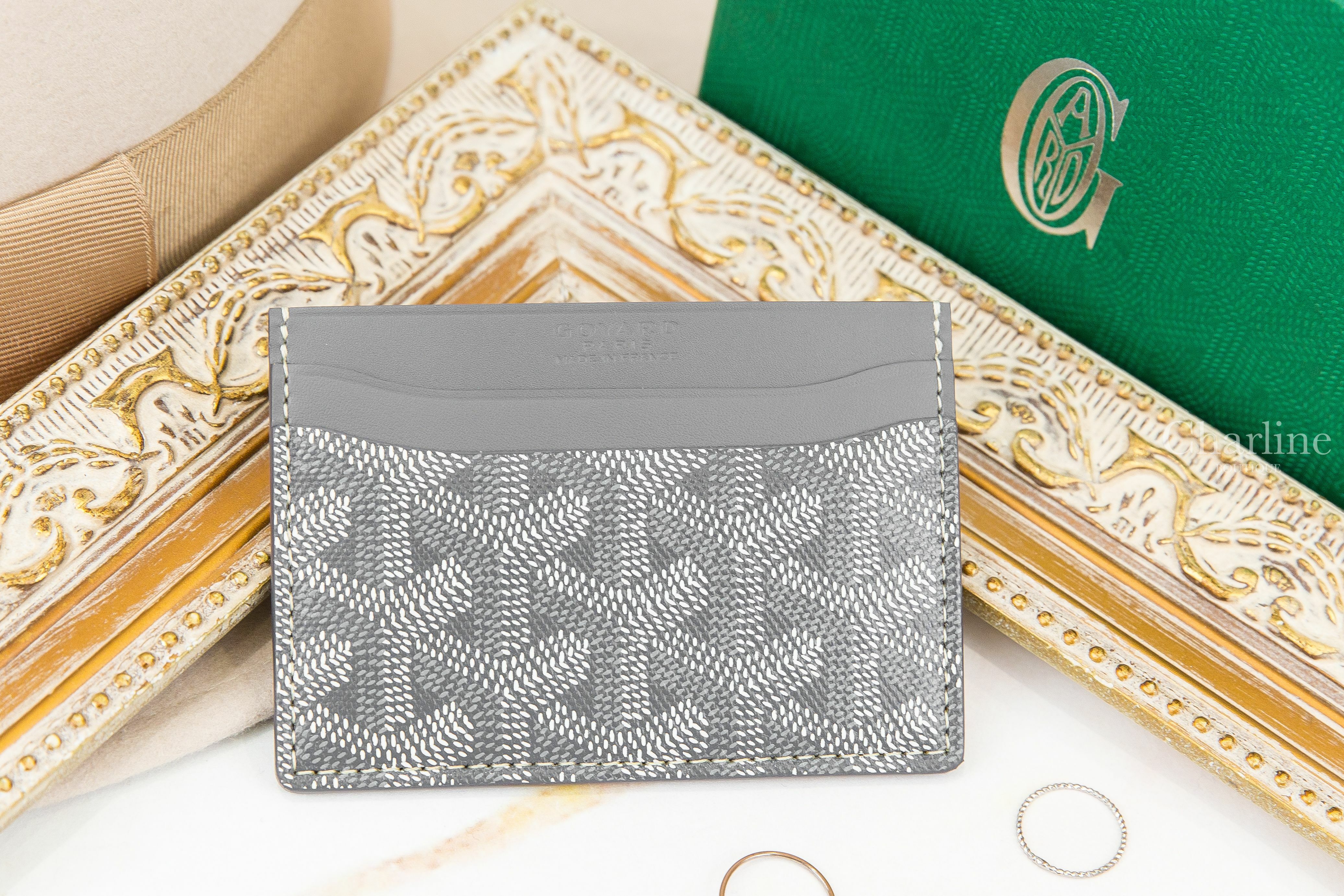 Goyard Saint-Sulpice Card Wallet 灰色小牛皮拼黃色夾層內裡卡片夾-Charline Boutique 精品代購