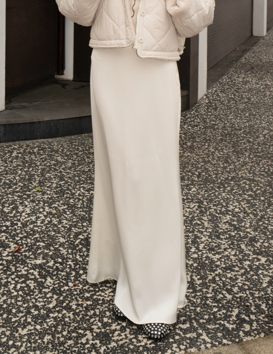 光澤緞面魚尾長裙（淺杏色/6尺寸）