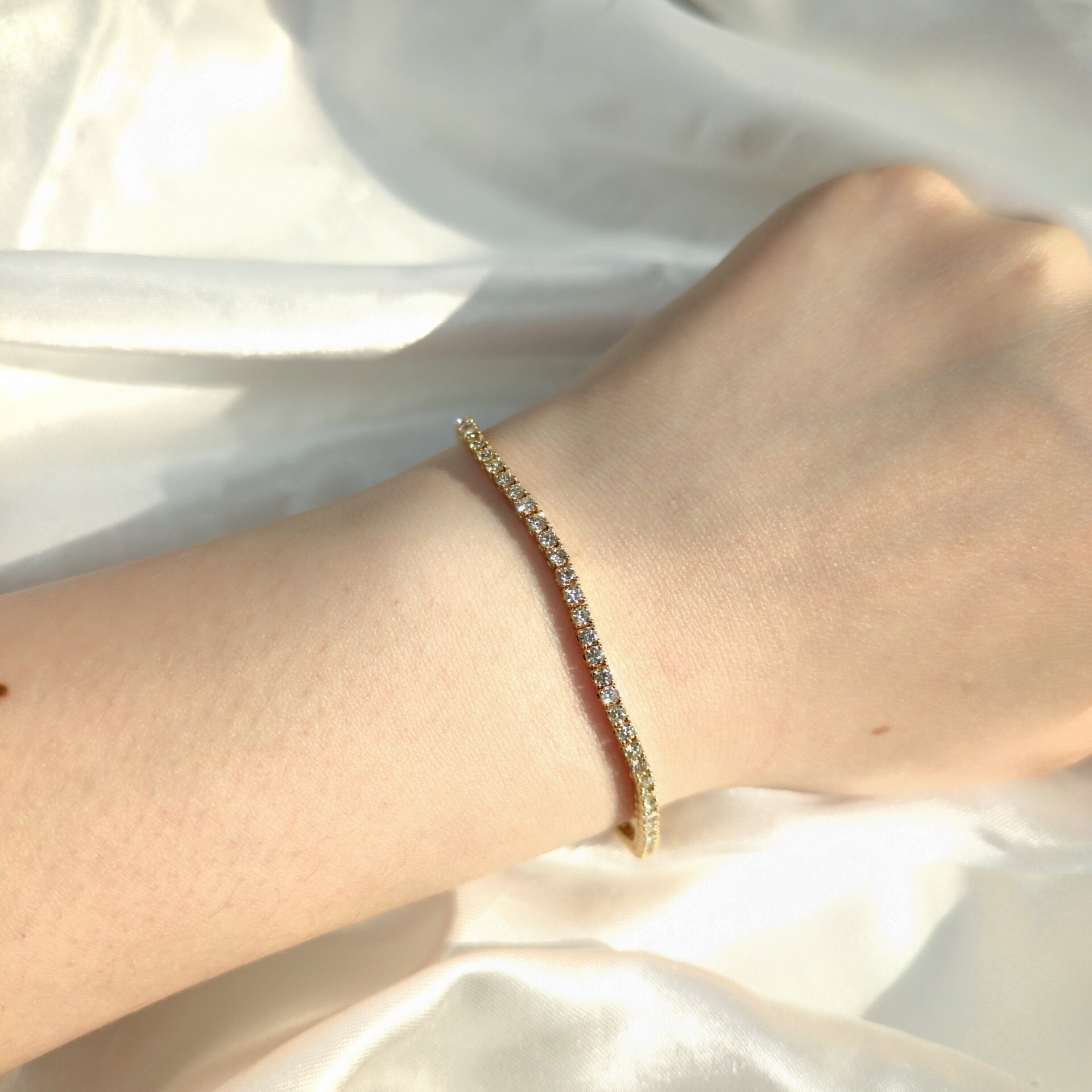 全新18K黃金2卡19份鑽石手鍊