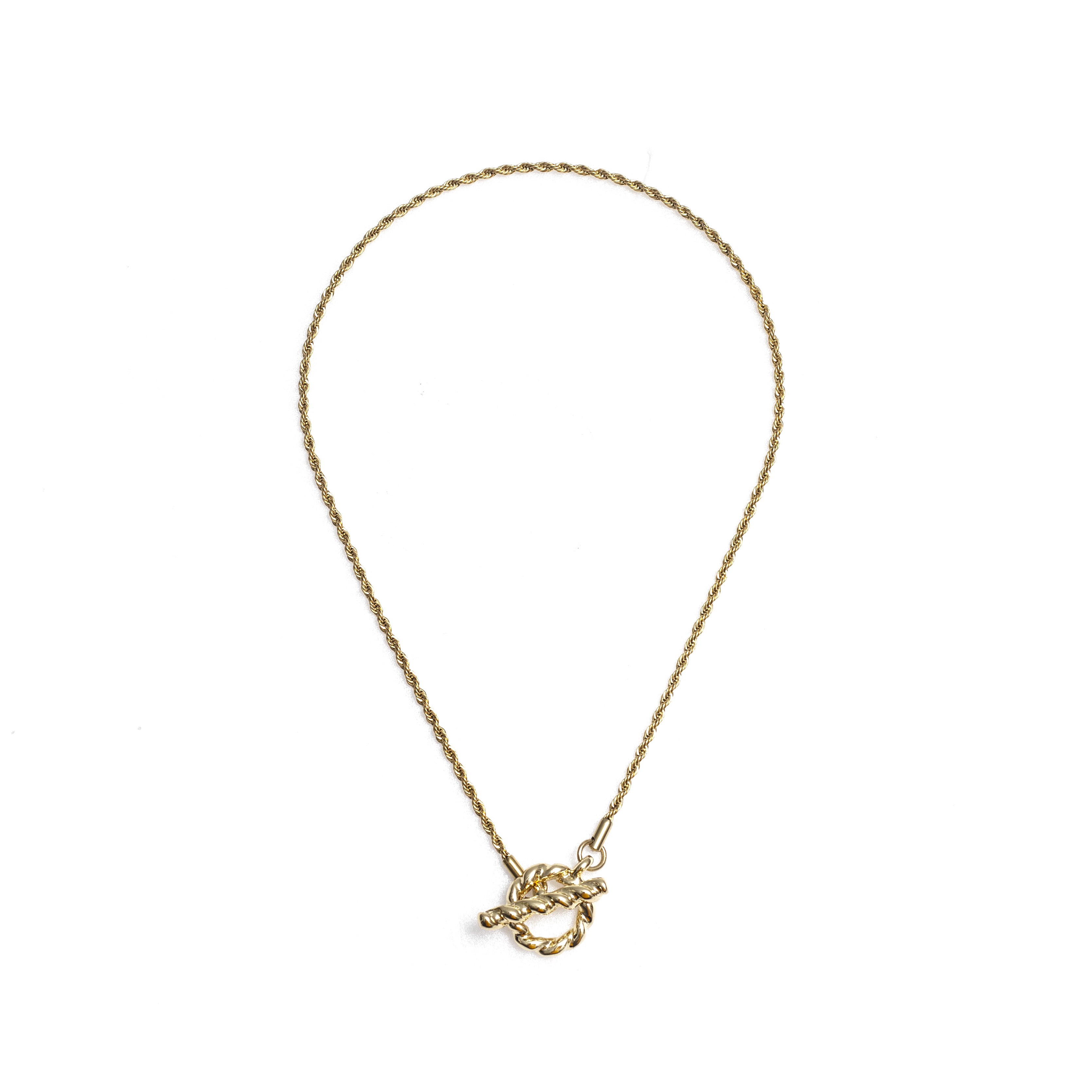 RECOVERY 海浪麻花項鍊,細,亮金