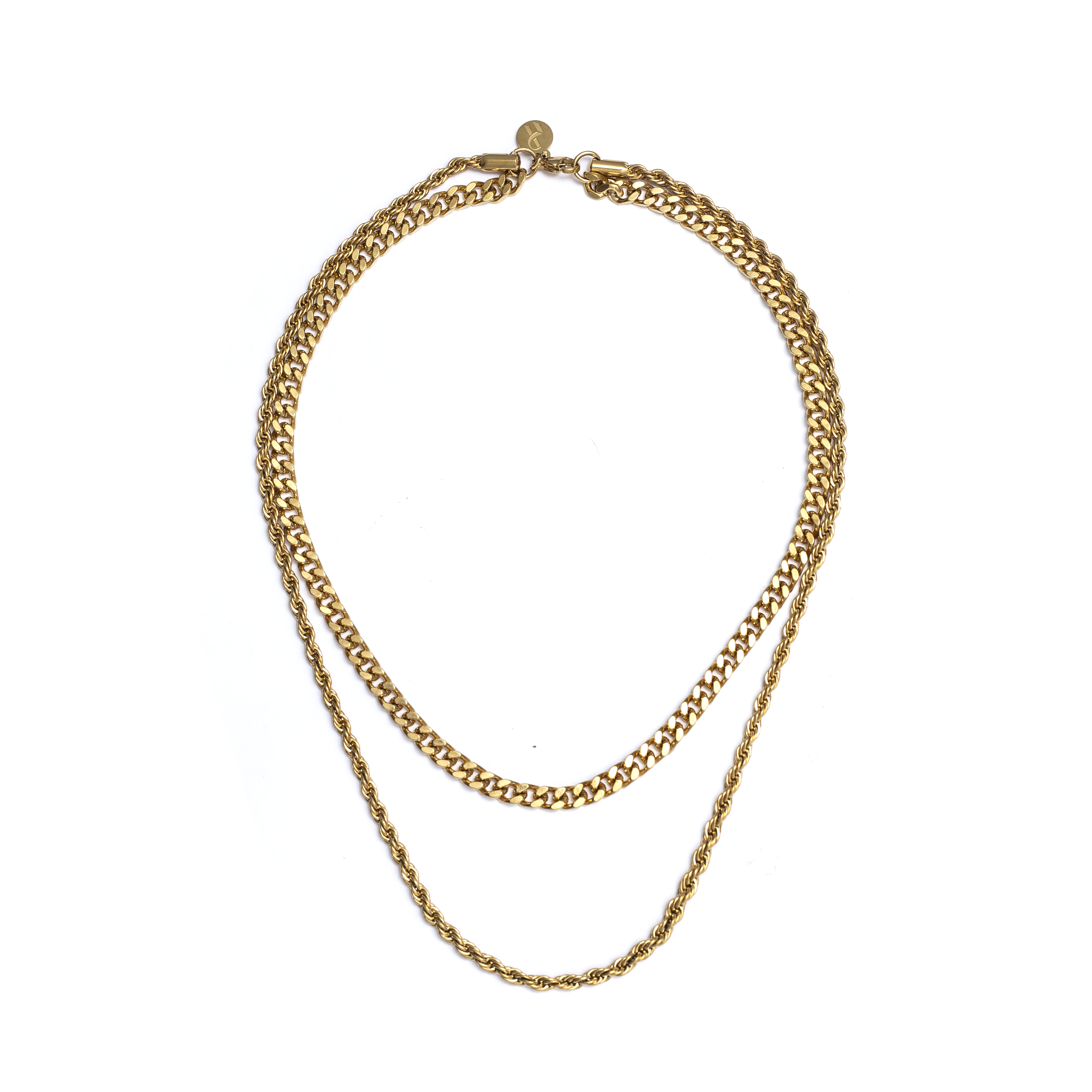 RECOVERY 麻花雙層項鍊,亮金