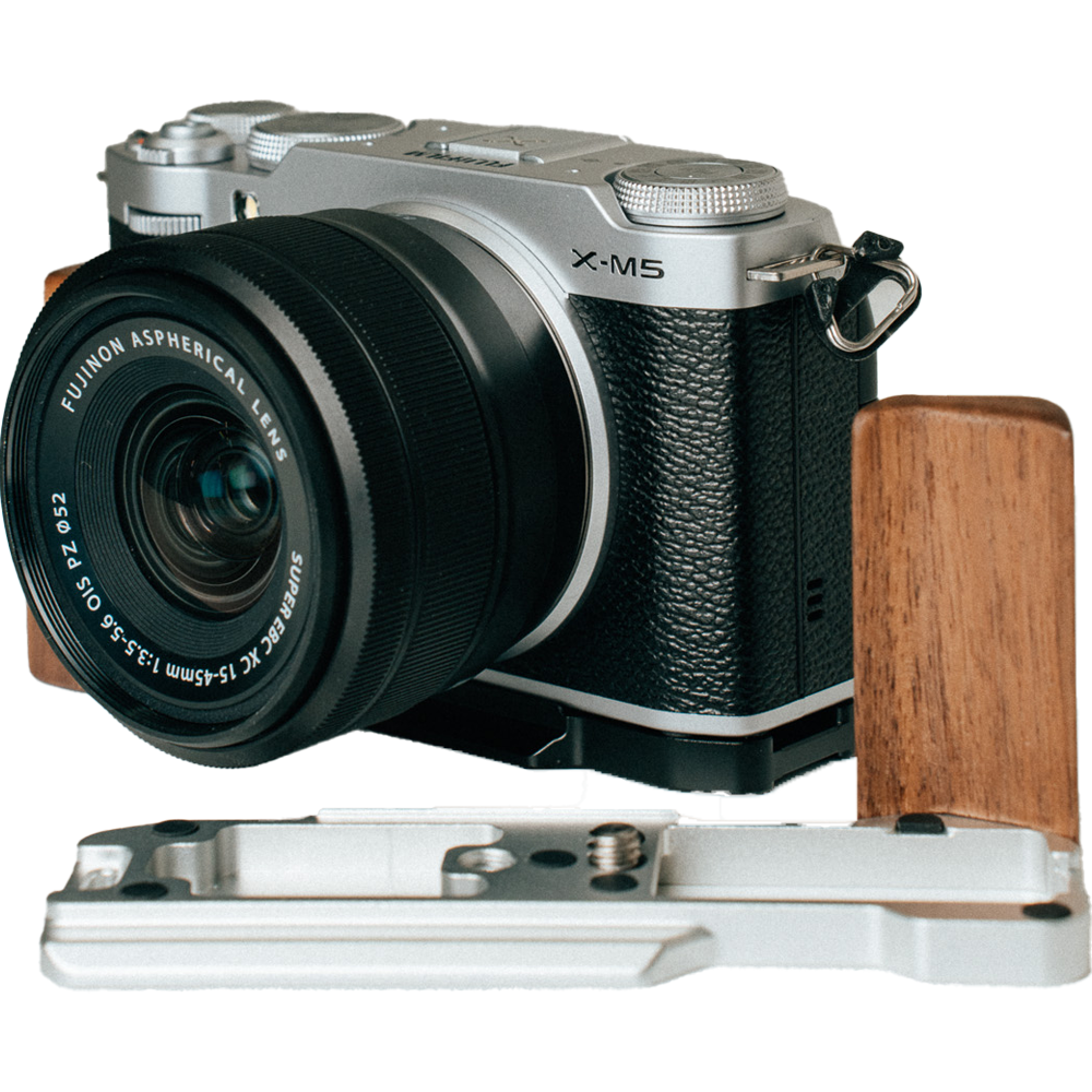 FUJIFILM X-M5 胡桃木手把底座 快拆手把底座 實木相機底座