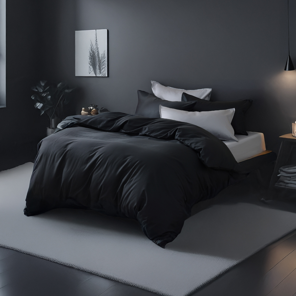 300織精梳純棉｜100%純棉｜雙色配｜寂夜黑ｘ銀嵐灰