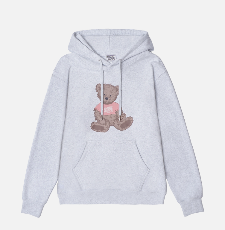 Marithe DOODLE BEAR HOODIE - light heather grey (現貨)