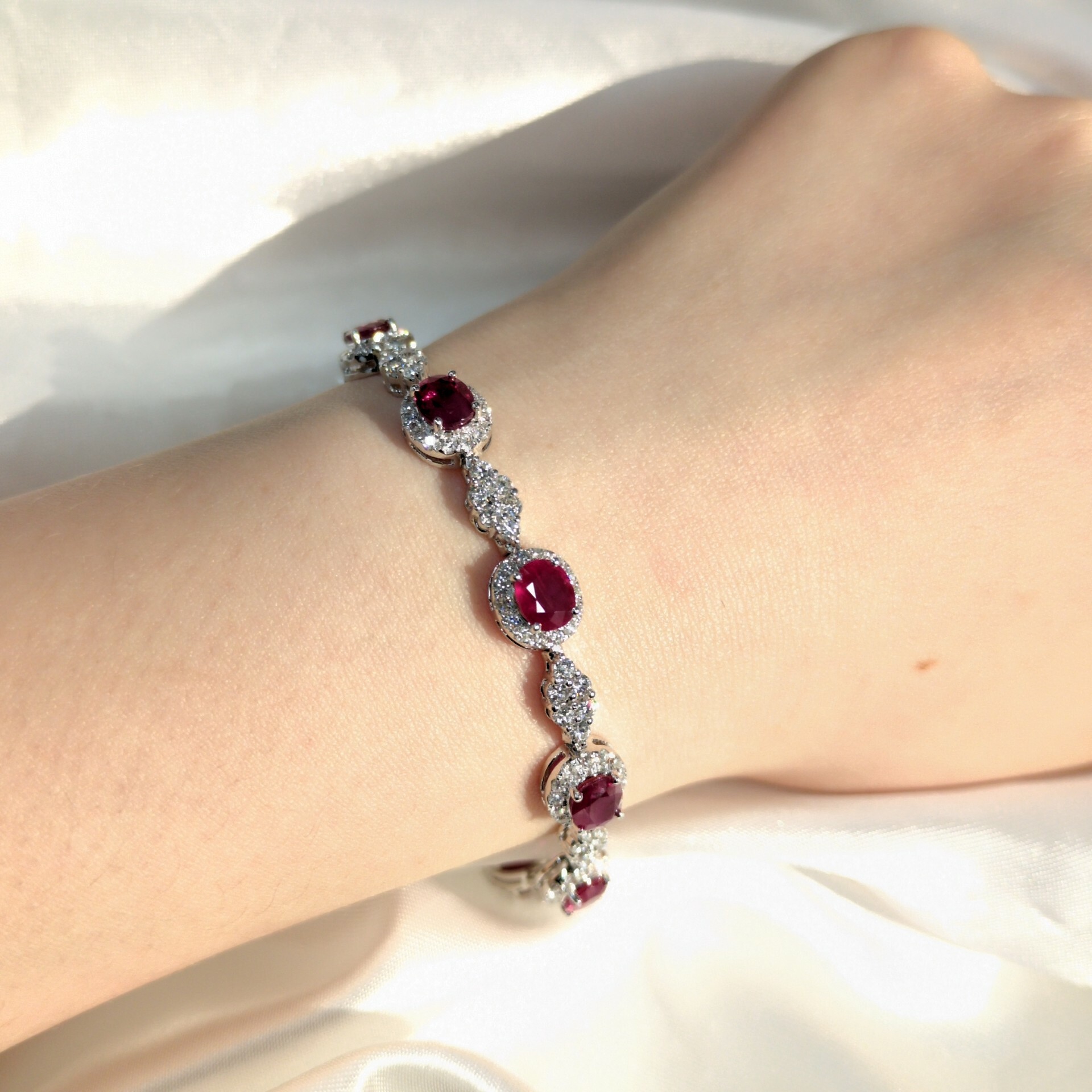 18K White Gold 7.45ct Ruby and Diamond Bracelet
