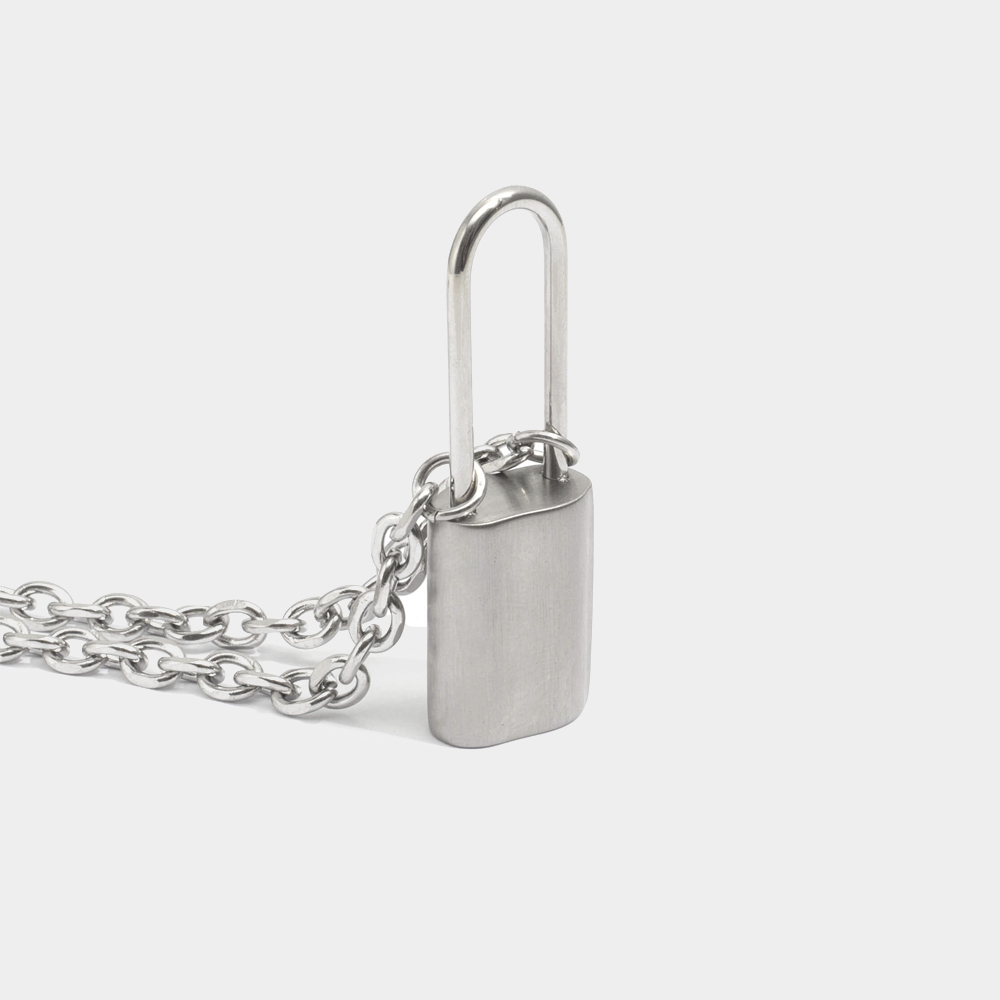 RECOVERY 鎖頭項鍊,霧銀