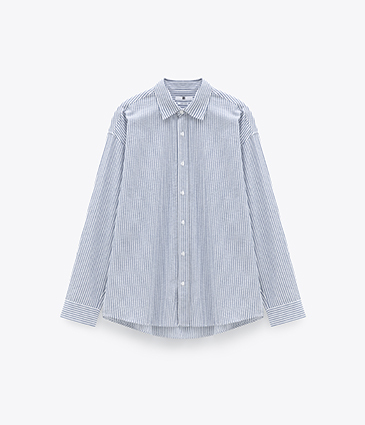 泡泡肌理感條紋長袖襯衫