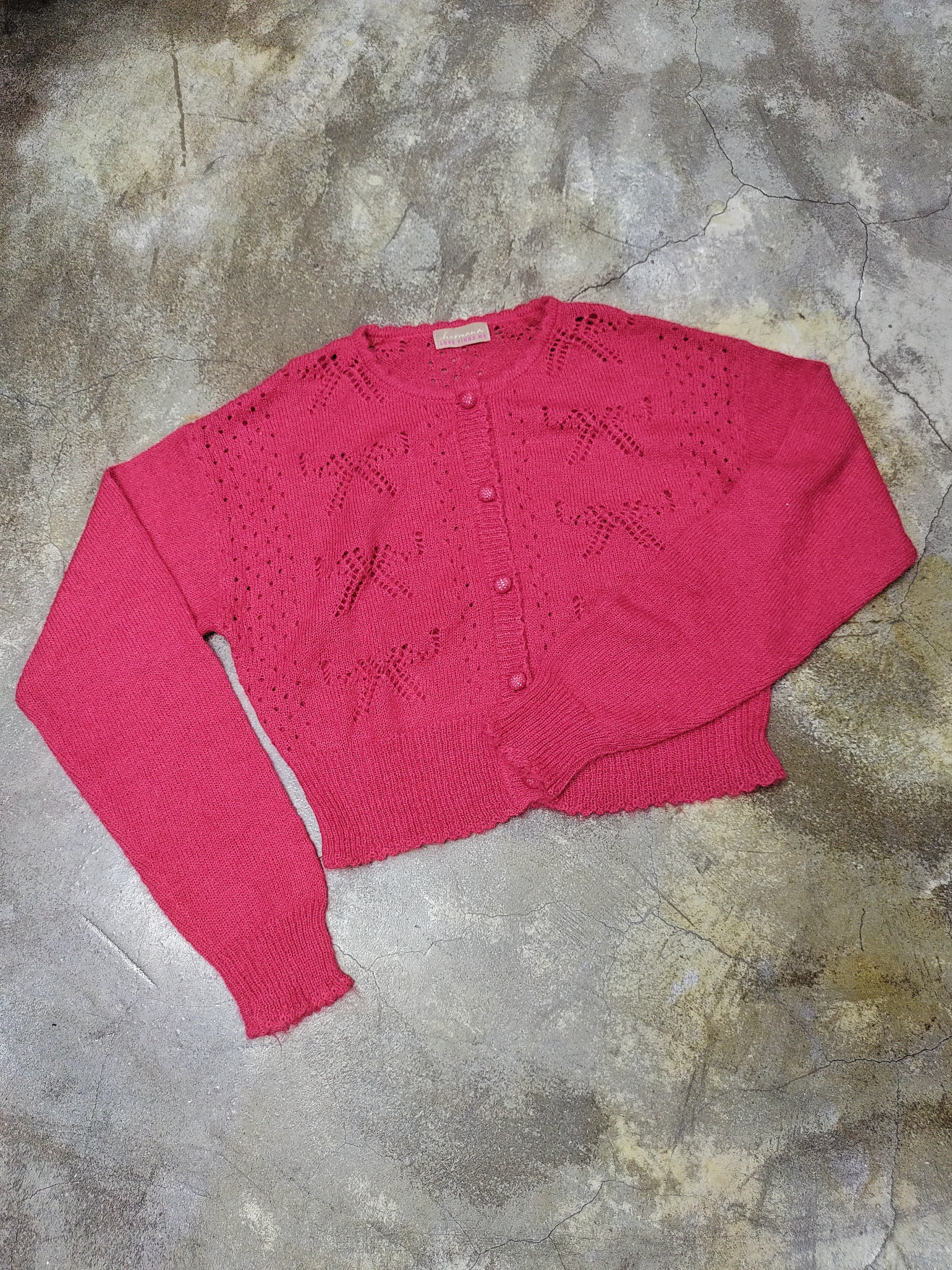 蝴蝶結通花紋冷cardigan (現貨款式）