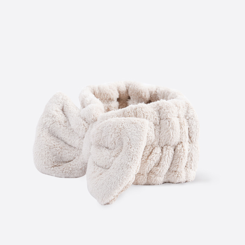 SP 蝴蝶結洗臉化妝髮帶/米 8x17cm