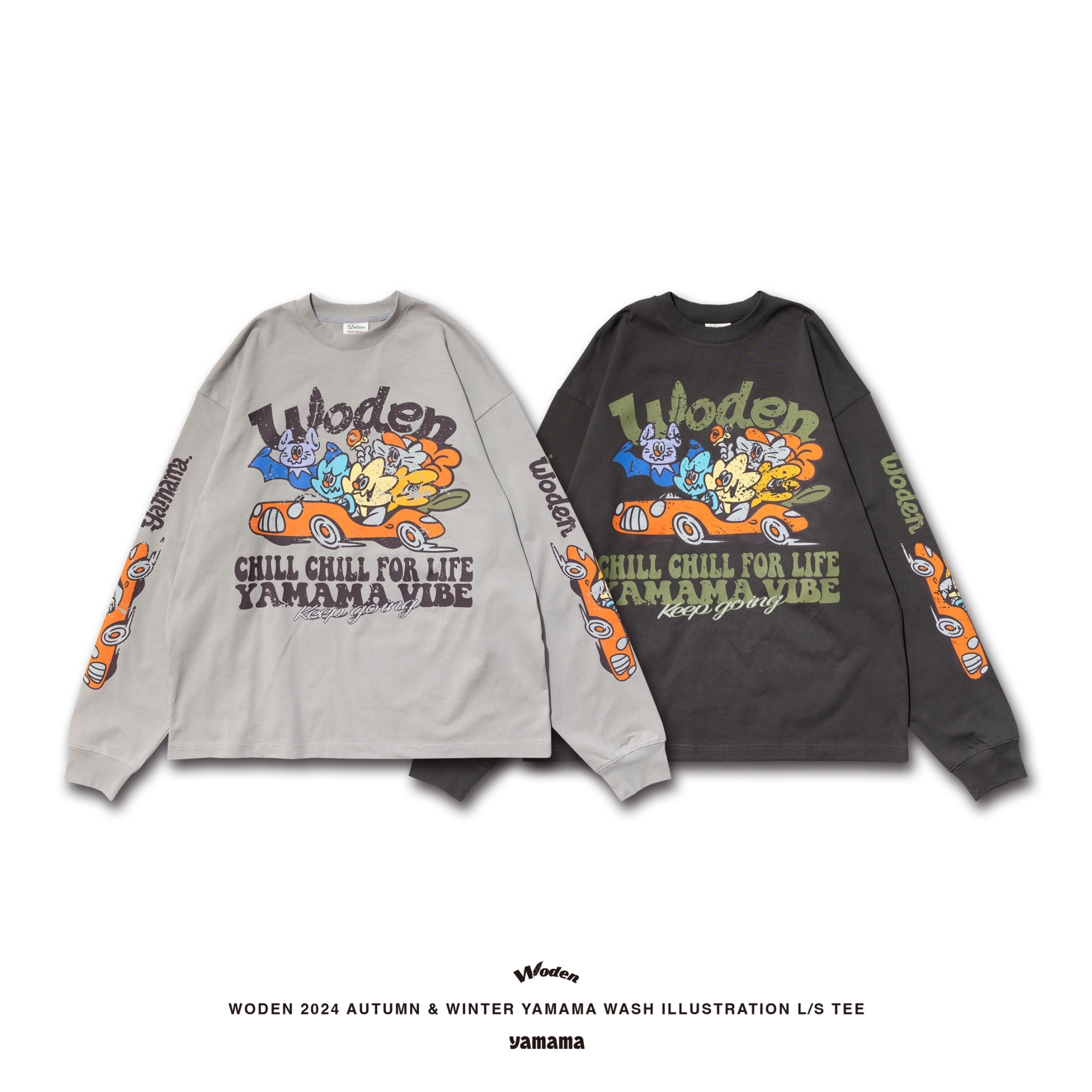 WODEN / YAMAMA 2024 Autumn & Winter 063 Wash illustrated L/S Tee