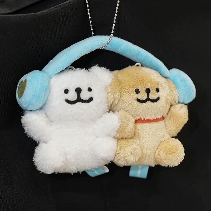 MALTESE 線條小狗 聽音樂 共享耳機 吊飾 鑰匙圈 / 預購