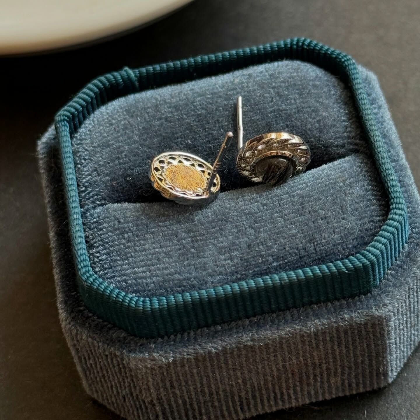 [原石] 黑髮晶 925銀耳環