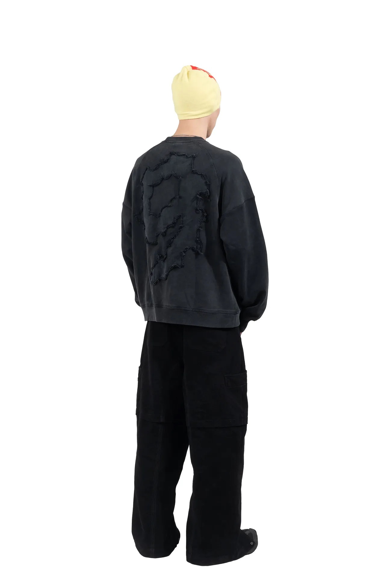 Silver9 洗舊雙口袋指套大學Ｔ/黑