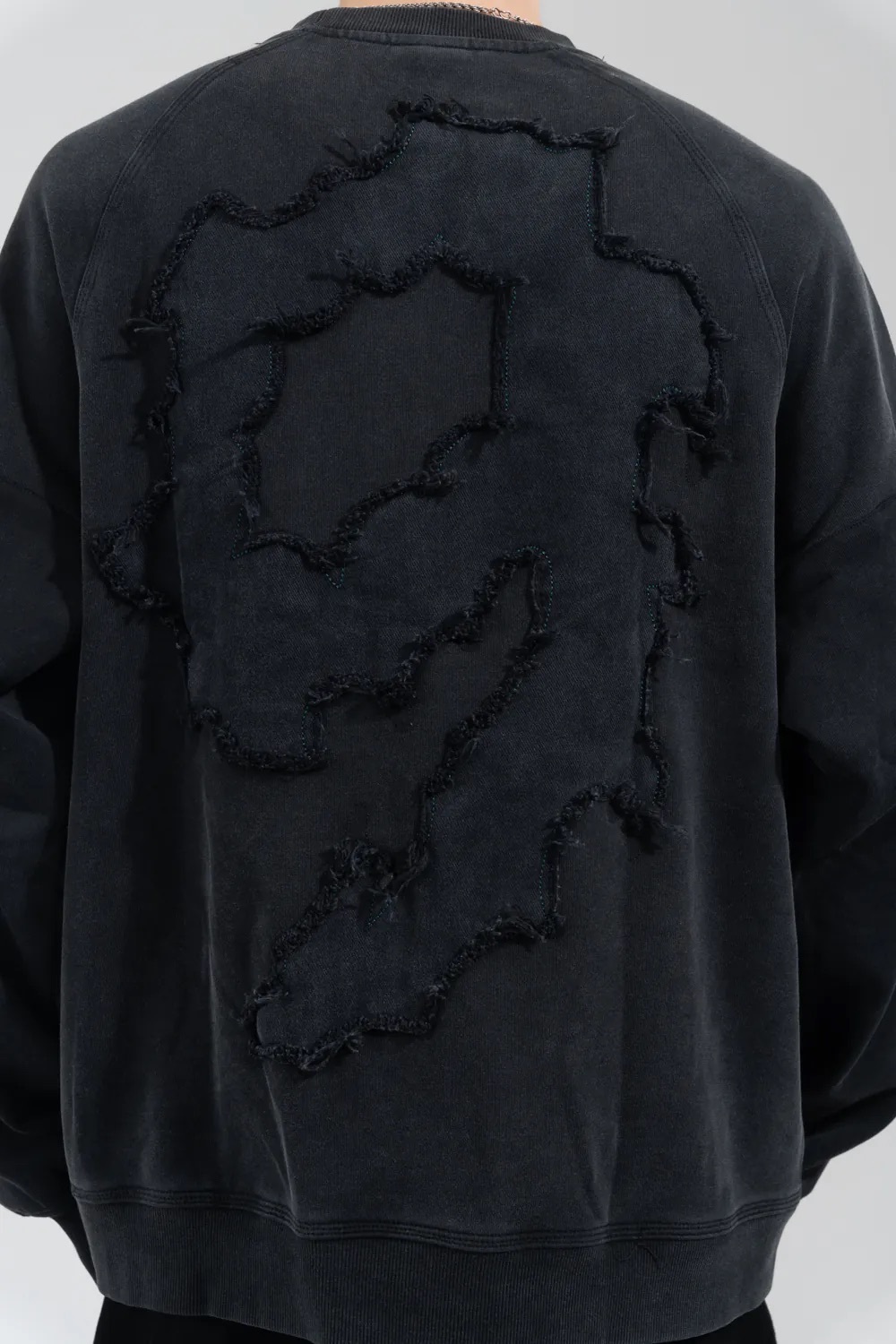 Silver9 洗舊雙口袋指套大學Ｔ/黑