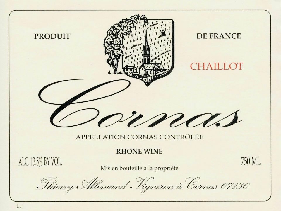 Thierry Allemand Cornas Chaillots 2015 (V96)