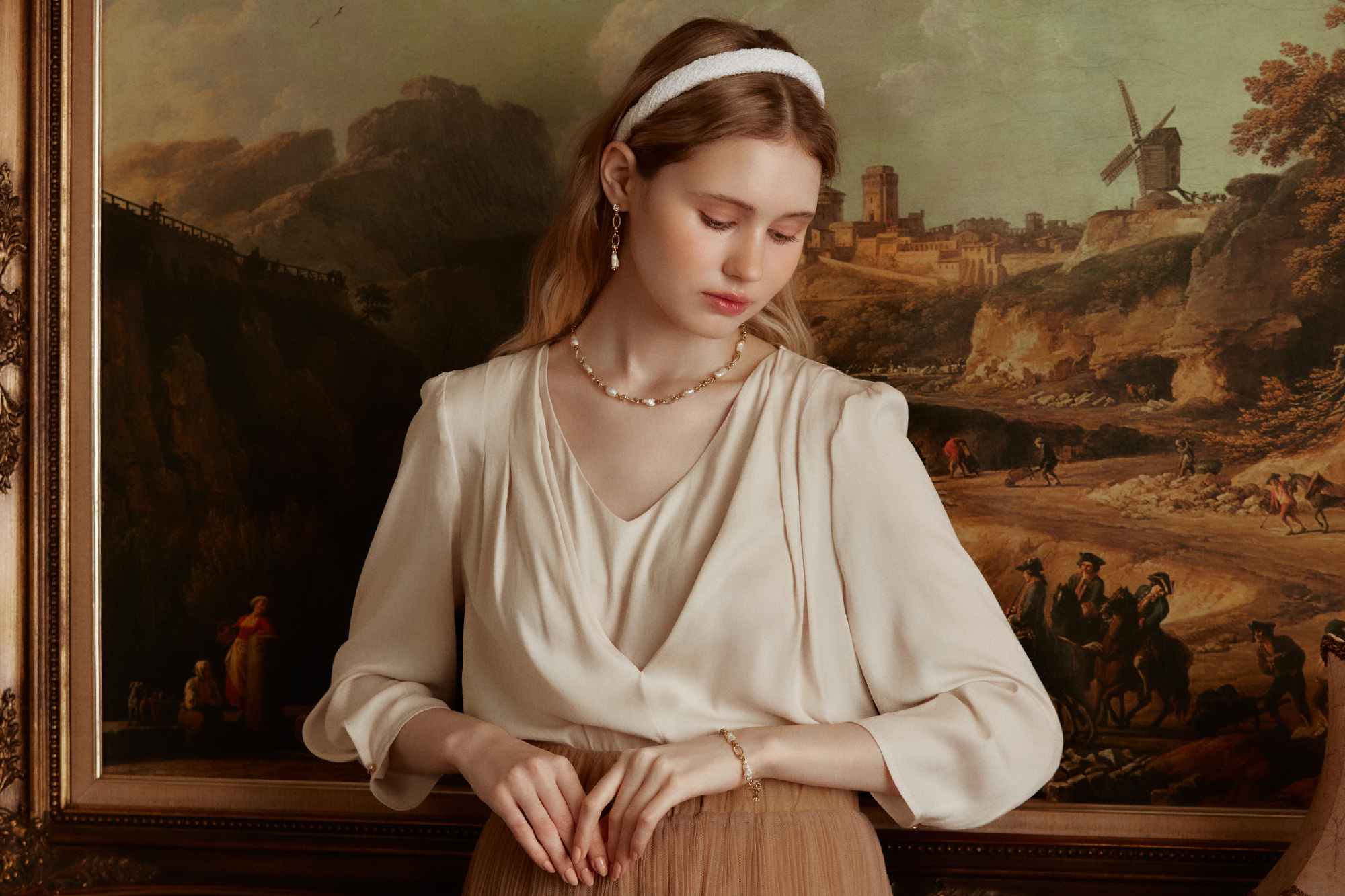 黃銅飾品, 手鍊, 飾品, 黃銅, 鋯石,天然珍珠