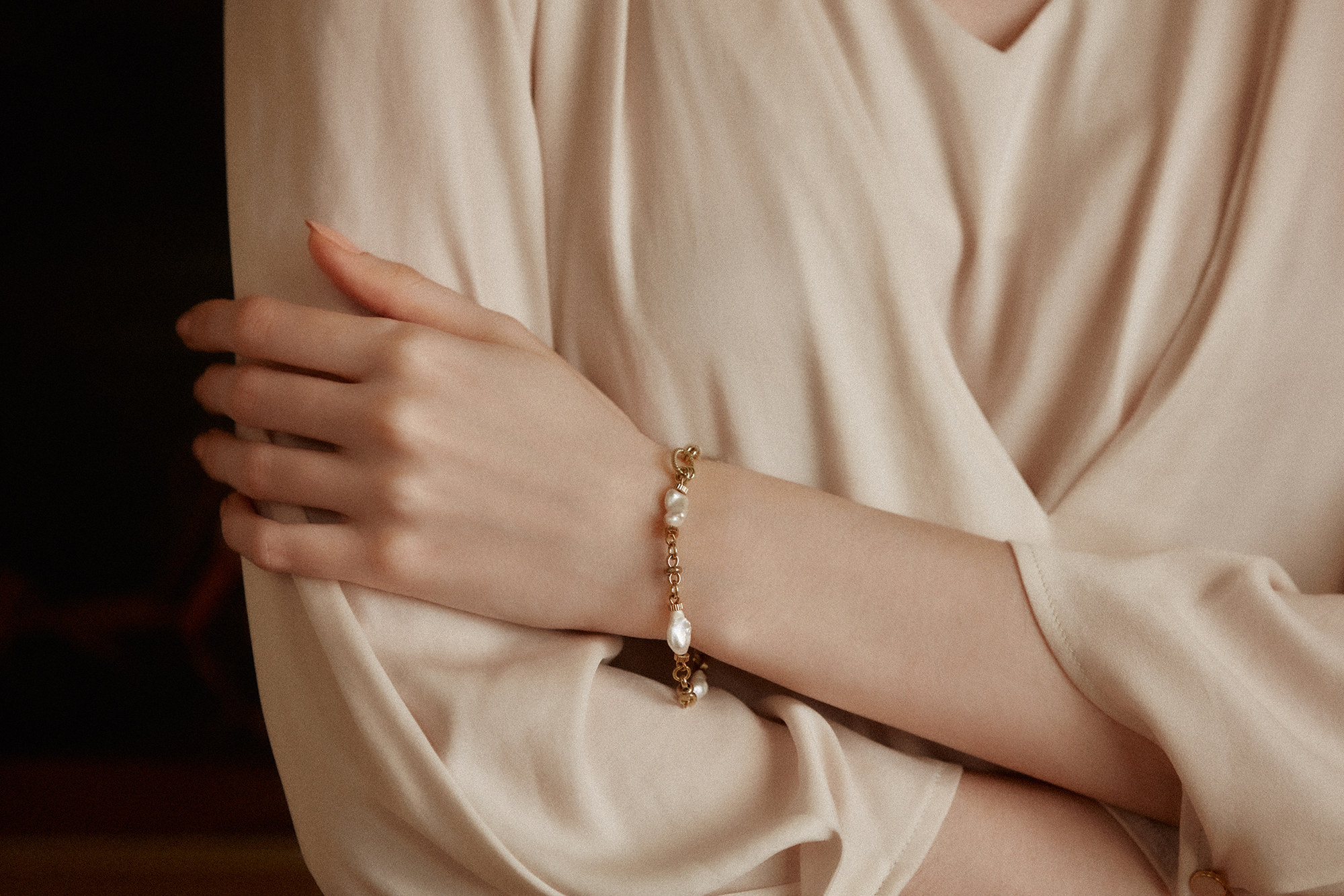 黃銅飾品, 手鍊, 飾品, 黃銅, 鋯石,天然珍珠