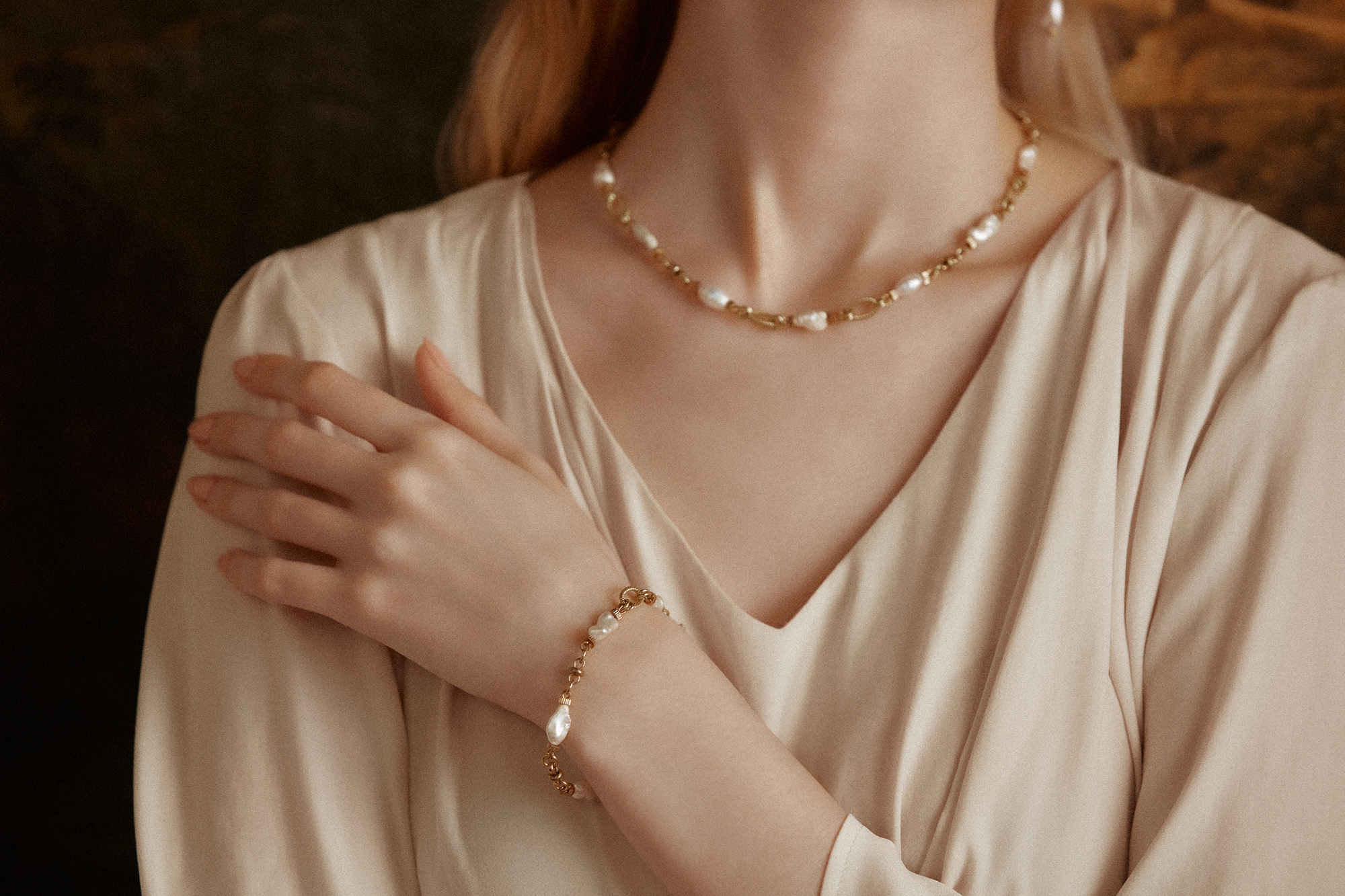 黃銅飾品, 手鍊, 飾品, 黃銅, 鋯石,天然珍珠