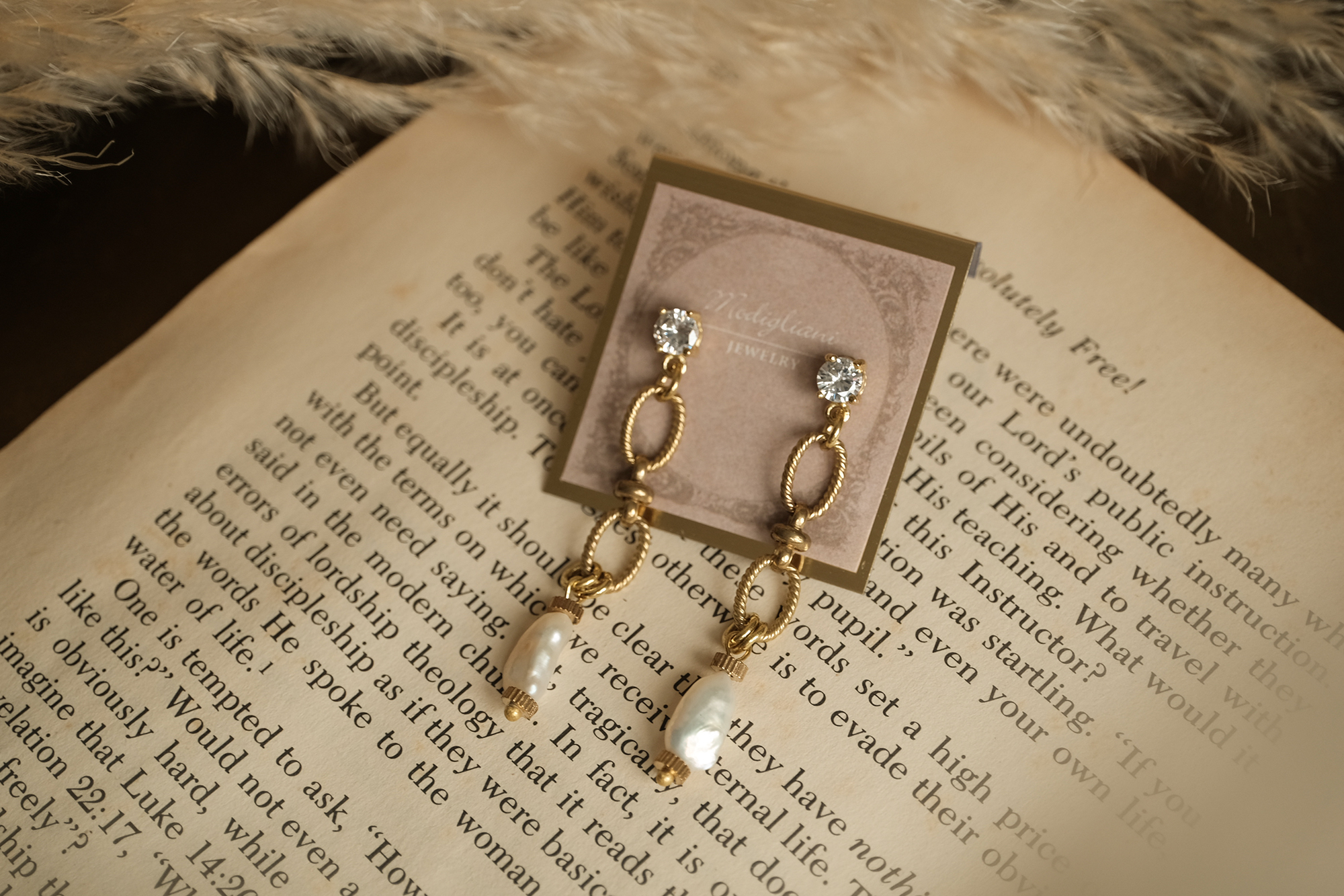 黃銅飾品, 耳環, 飾品, 黃銅, 鋯石,天然珍珠