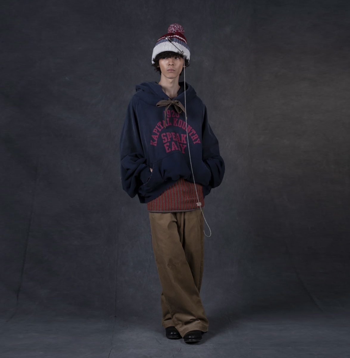 KAPITAL TOP FLEECE DEVIL HOODIE (SPEAKEASY COLLEGE PRINT) - PRE ORDER ITEM (預訂中)