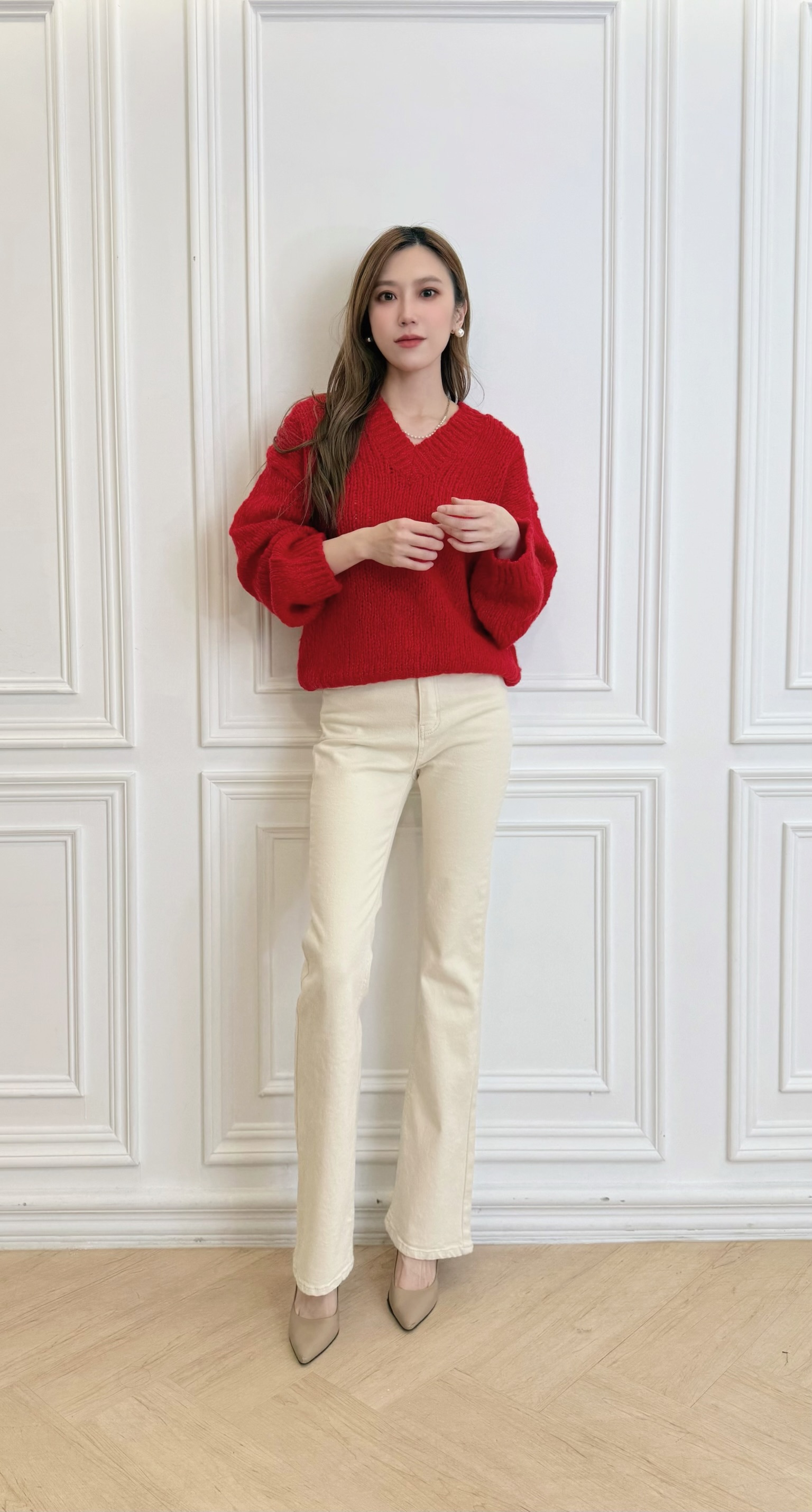 (年節必備)Ｖ領針織上衣