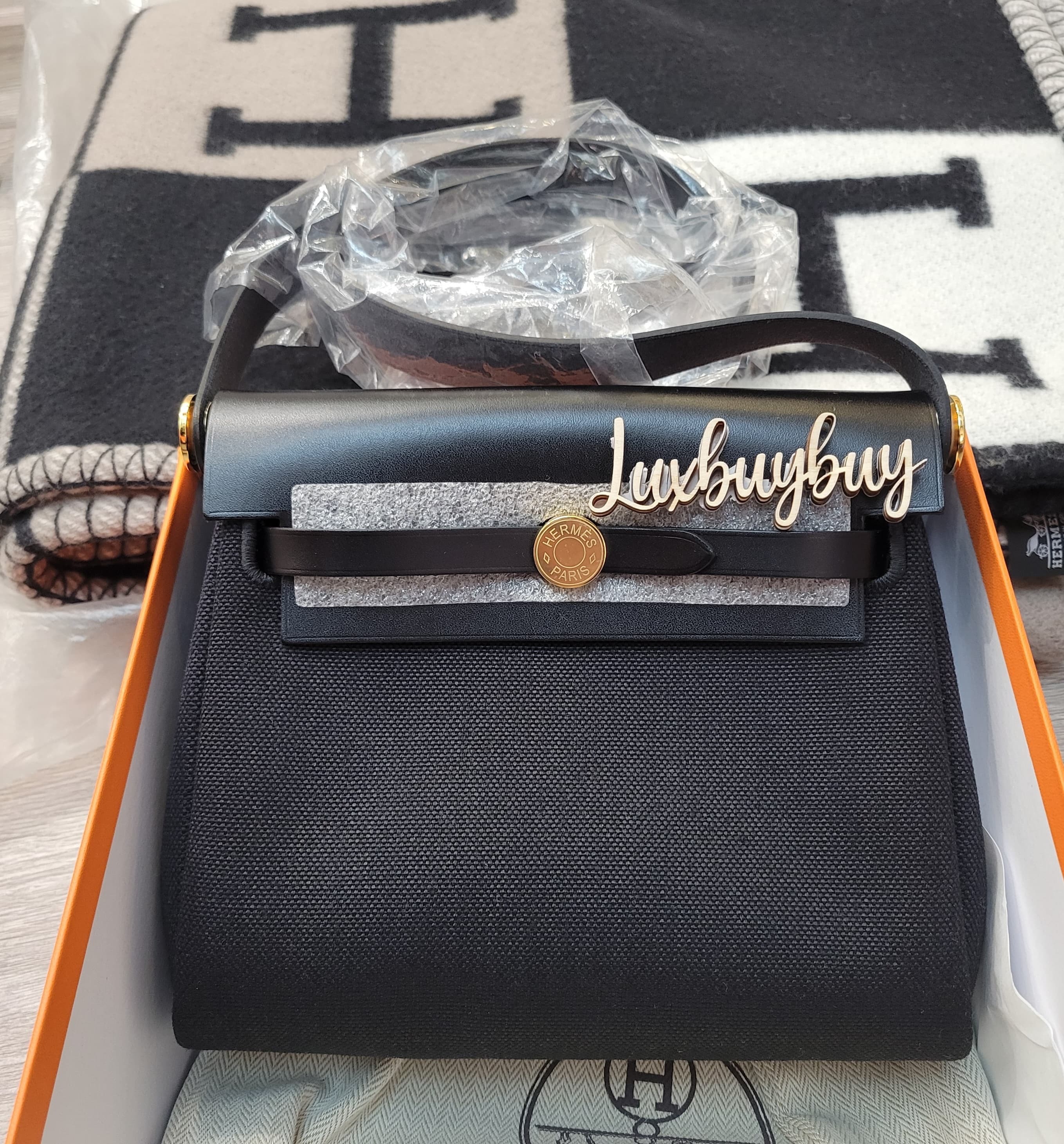 HERMES Mini HERBAG ZIP 20 NOIR/NOIR CC 黑金