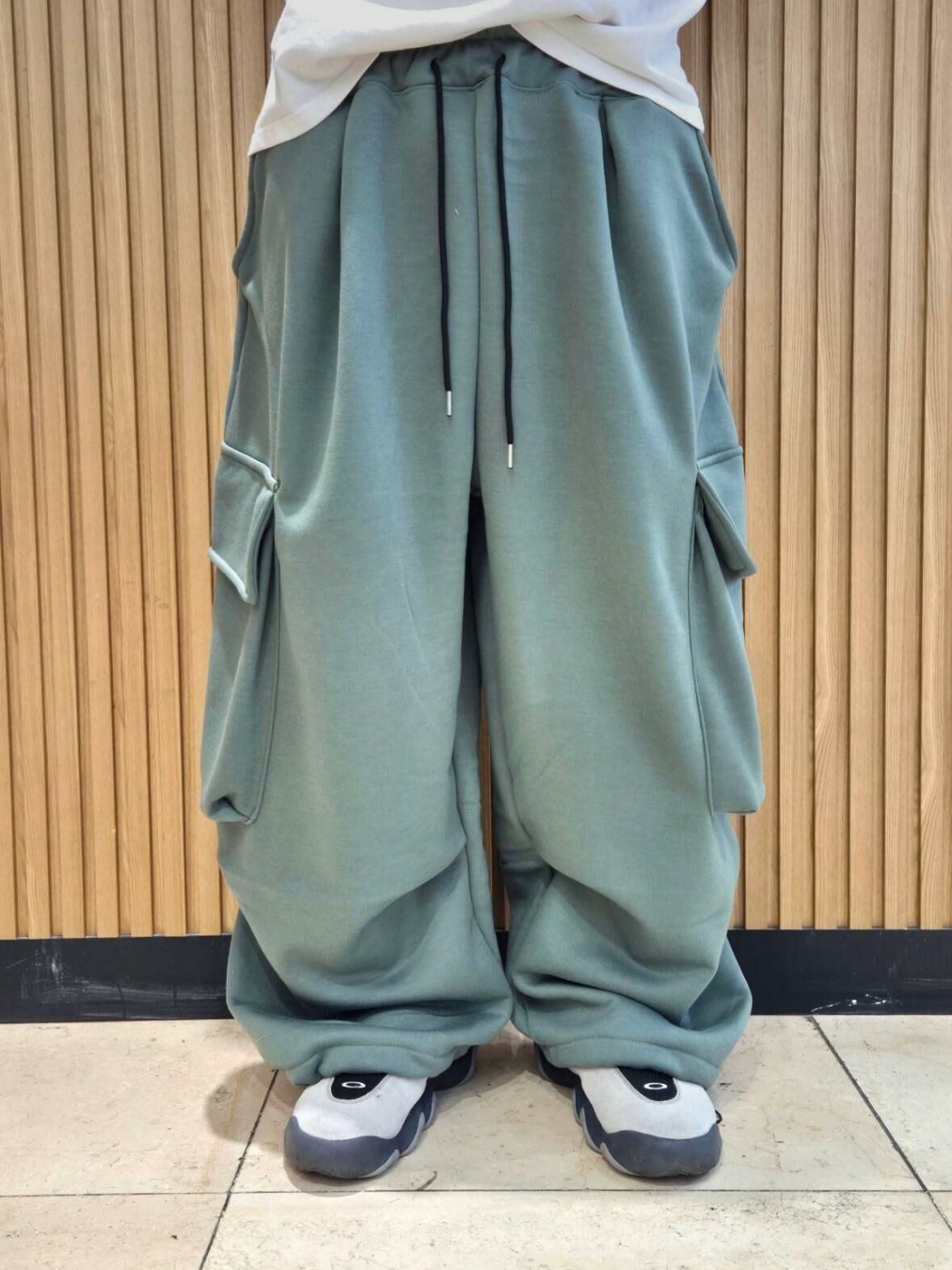 淨色可束腳工裝鬆身運動褲(薄抓毛底) P3039