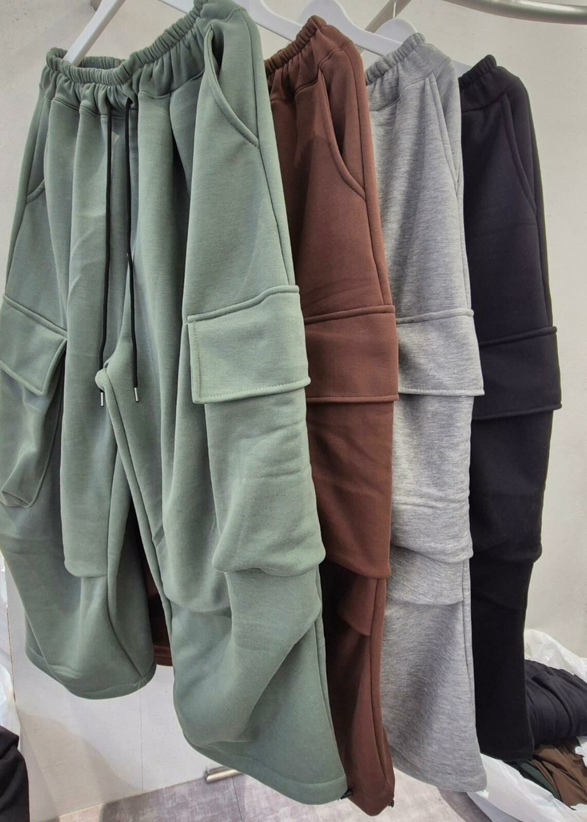 淨色可束腳工裝鬆身運動褲(薄抓毛底) P3039