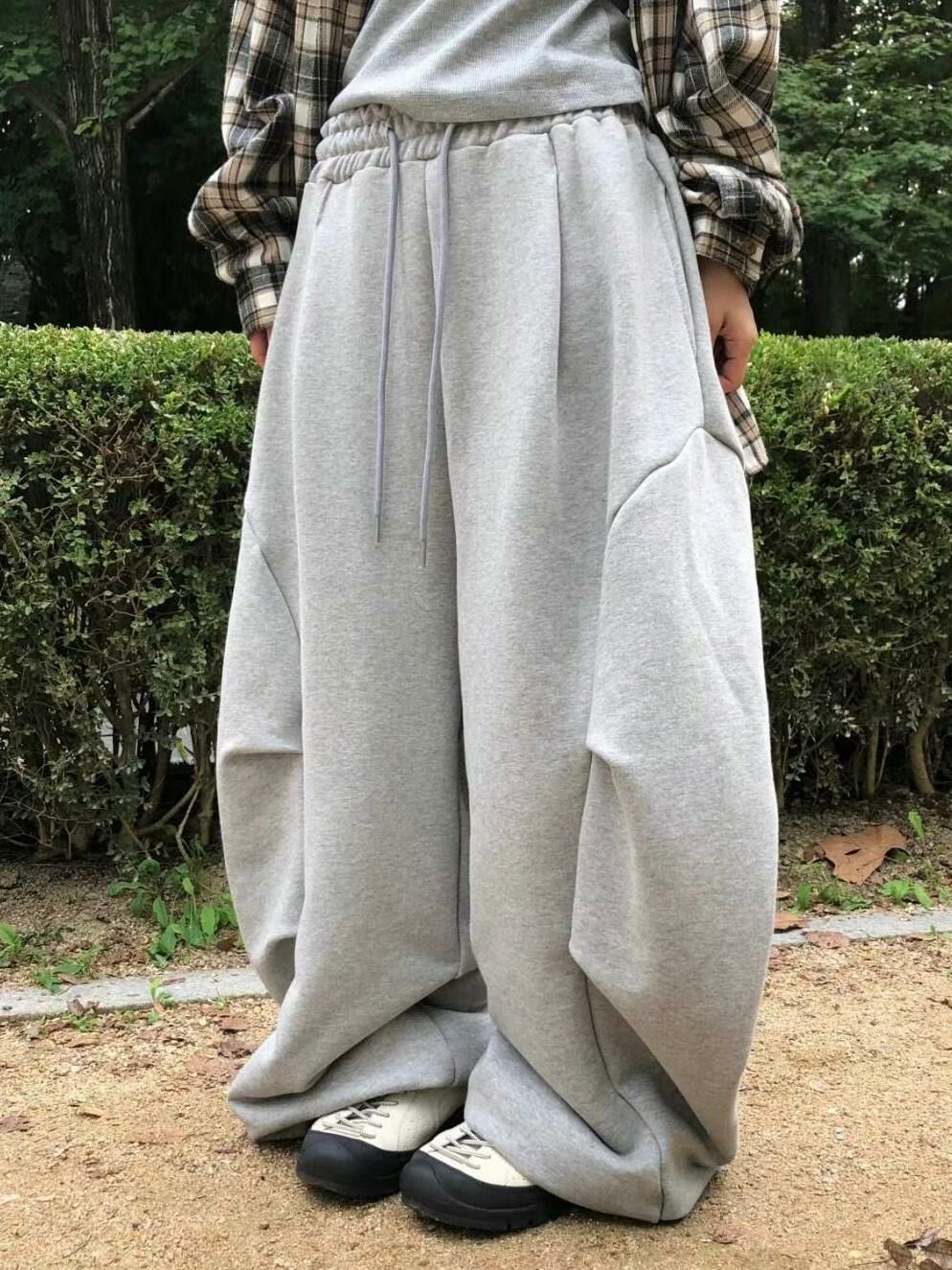 淨色可束腳鬆身運動褲 P3041