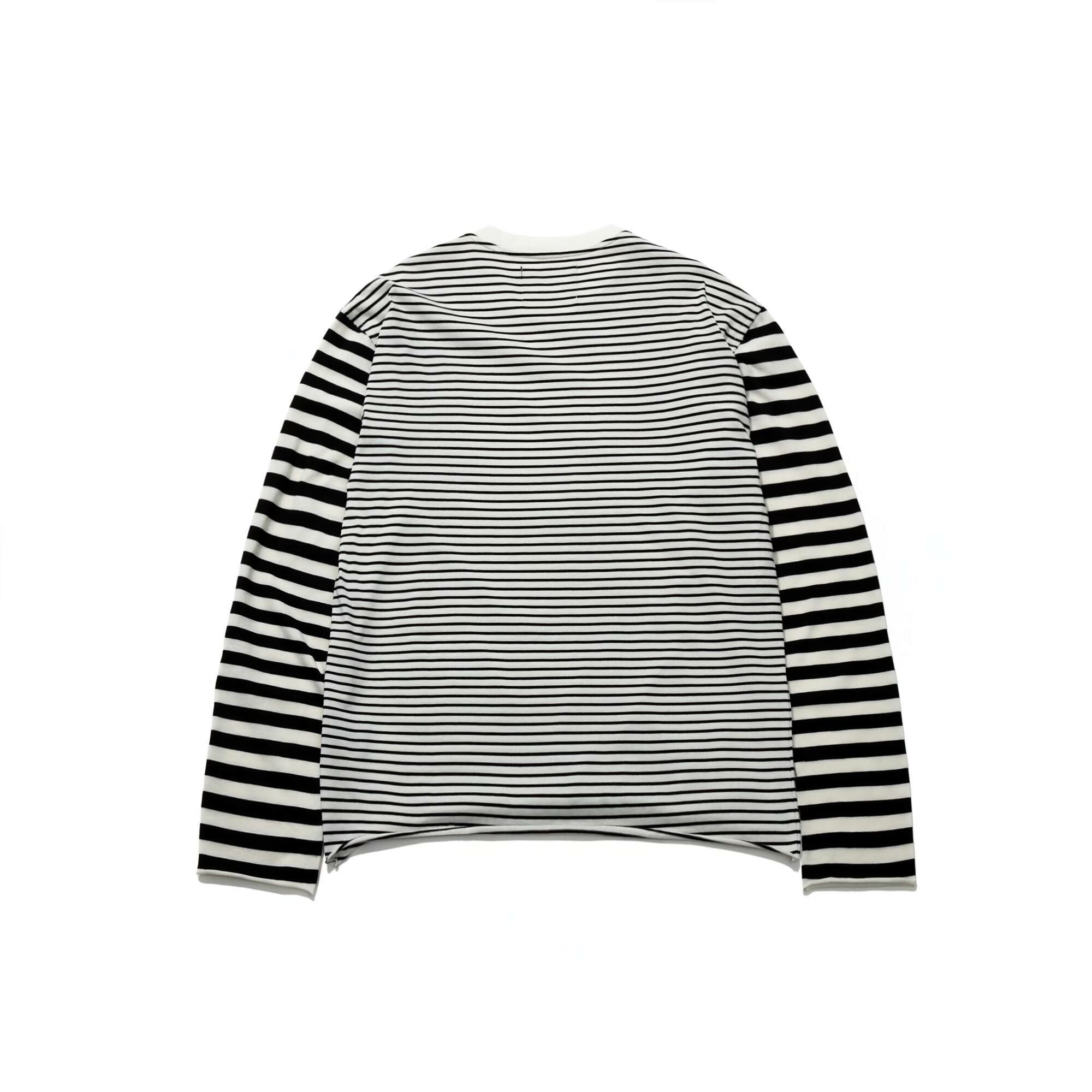 AES Black Dog Stripe Splicing Long Sleeve Tee