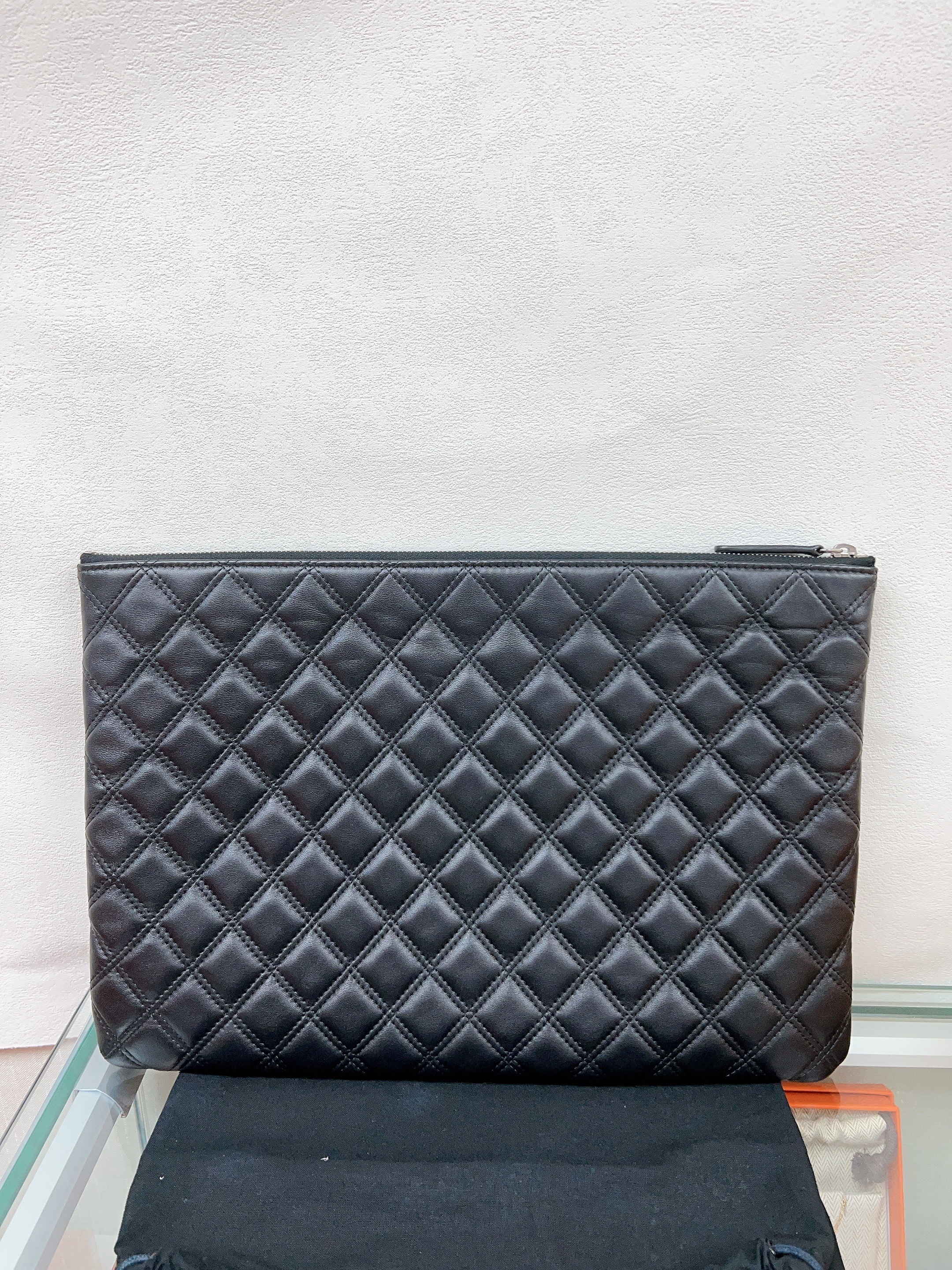 Chanel classic pouch /clutch 34cm (black lambskin)