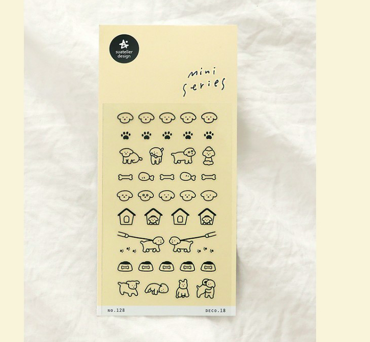 線條小狗 迷你手帳貼紙 128｜韓國Suatelier