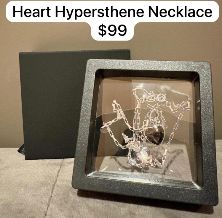 1 HEART HYPERSTHENE NECKLACE (10MM)