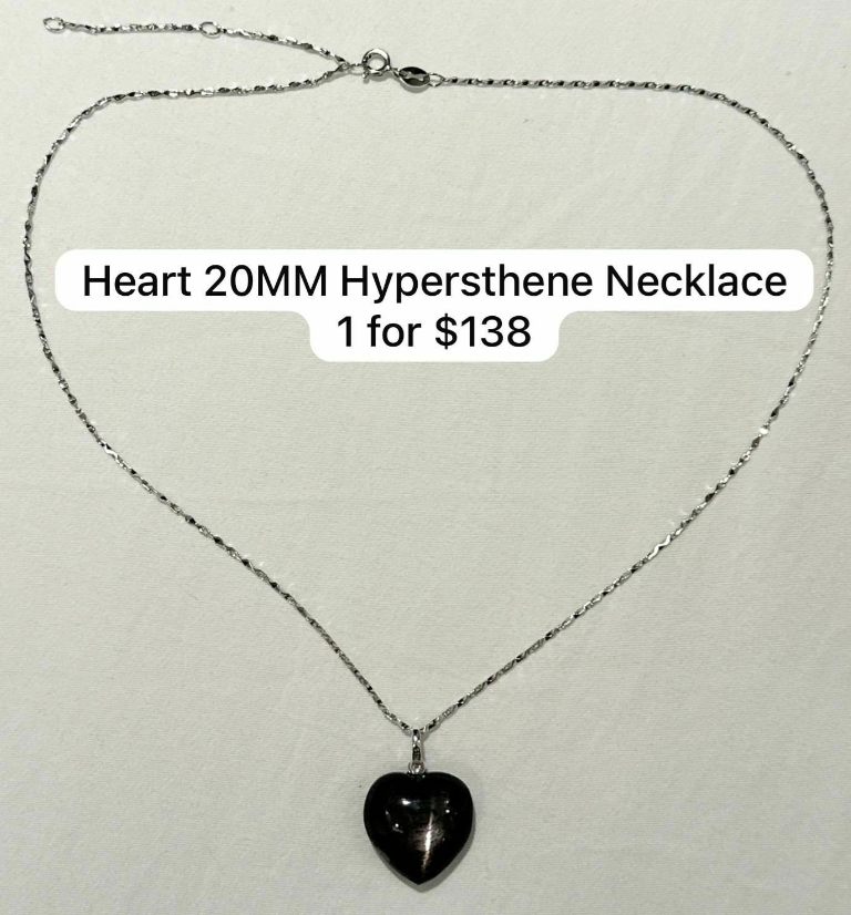 1 HEART HYPERSTHENE NECKLACE (20MM)