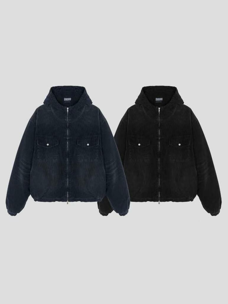 燈心絨連帽拉鍊外套(夾棉) TAC-0106JK