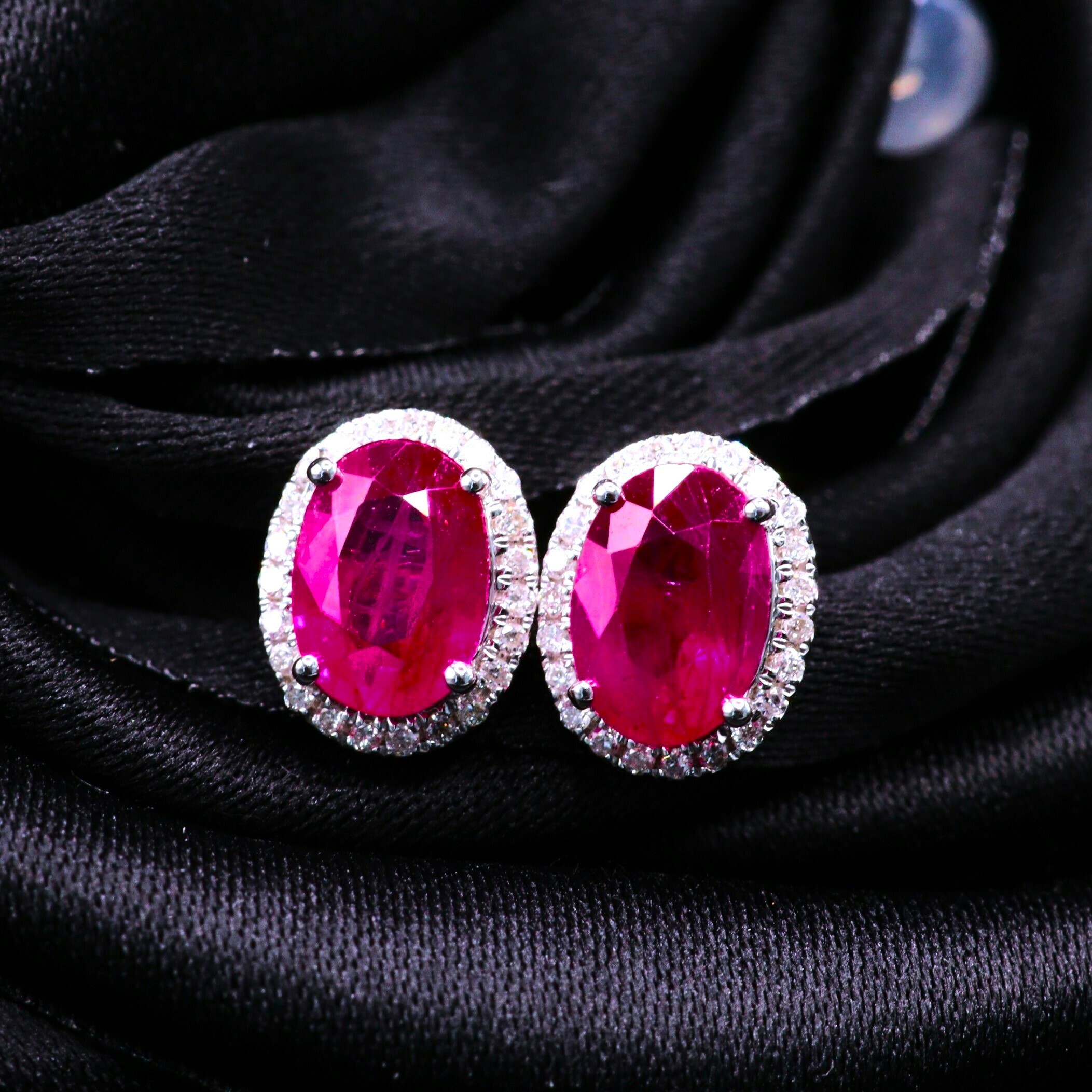 18K White Gold 2.09ct Ruby and Diamond Earrings