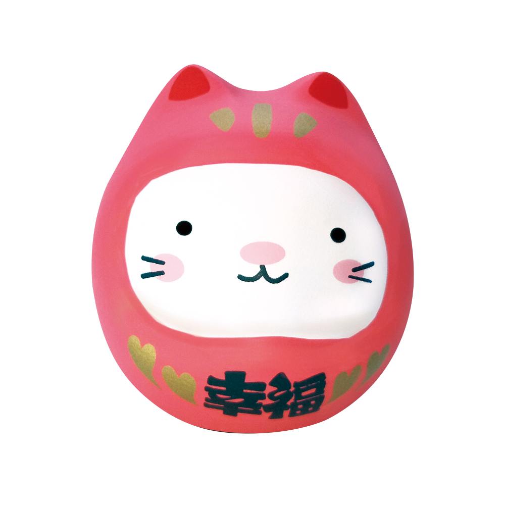 【金石工坊】七小福達摩貓-粉色幸福