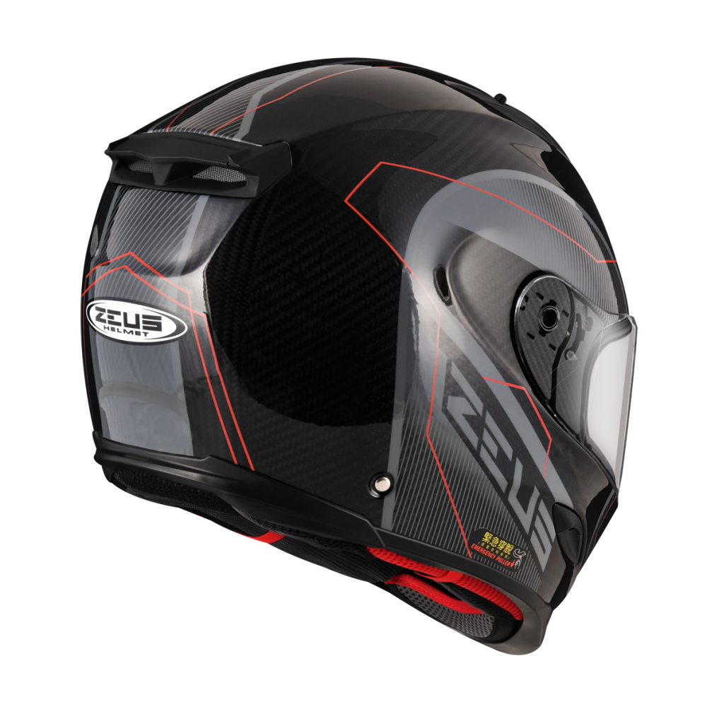 ZEUS ZS-1800B AM16 透明碳纖 紅 彩繪 全罩帽款  碳纖維輕量帽