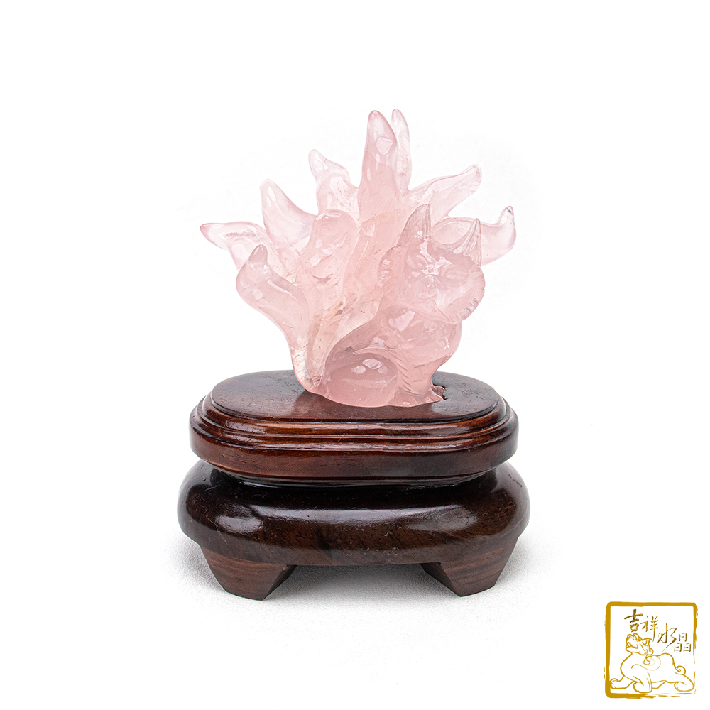 粉水晶九尾狐仙 322g 業績人氣