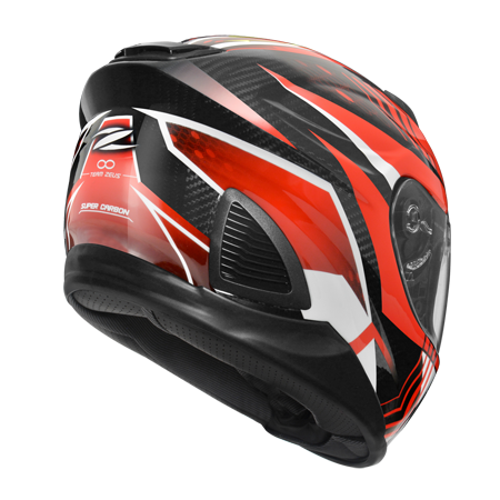 ZEUS ZS-1600 AK6 透明碳纖 紅 彩繪 全罩式帽款 碳纖維帽款