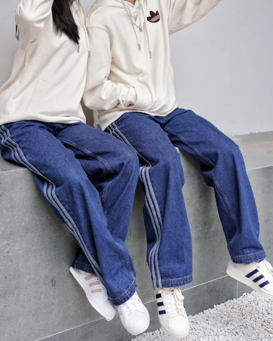Adidas Denim Pants  三線 刺繡Logo 牛仔 水洗 直筒褲 牛仔褲 單寧藍 牛仔黑
