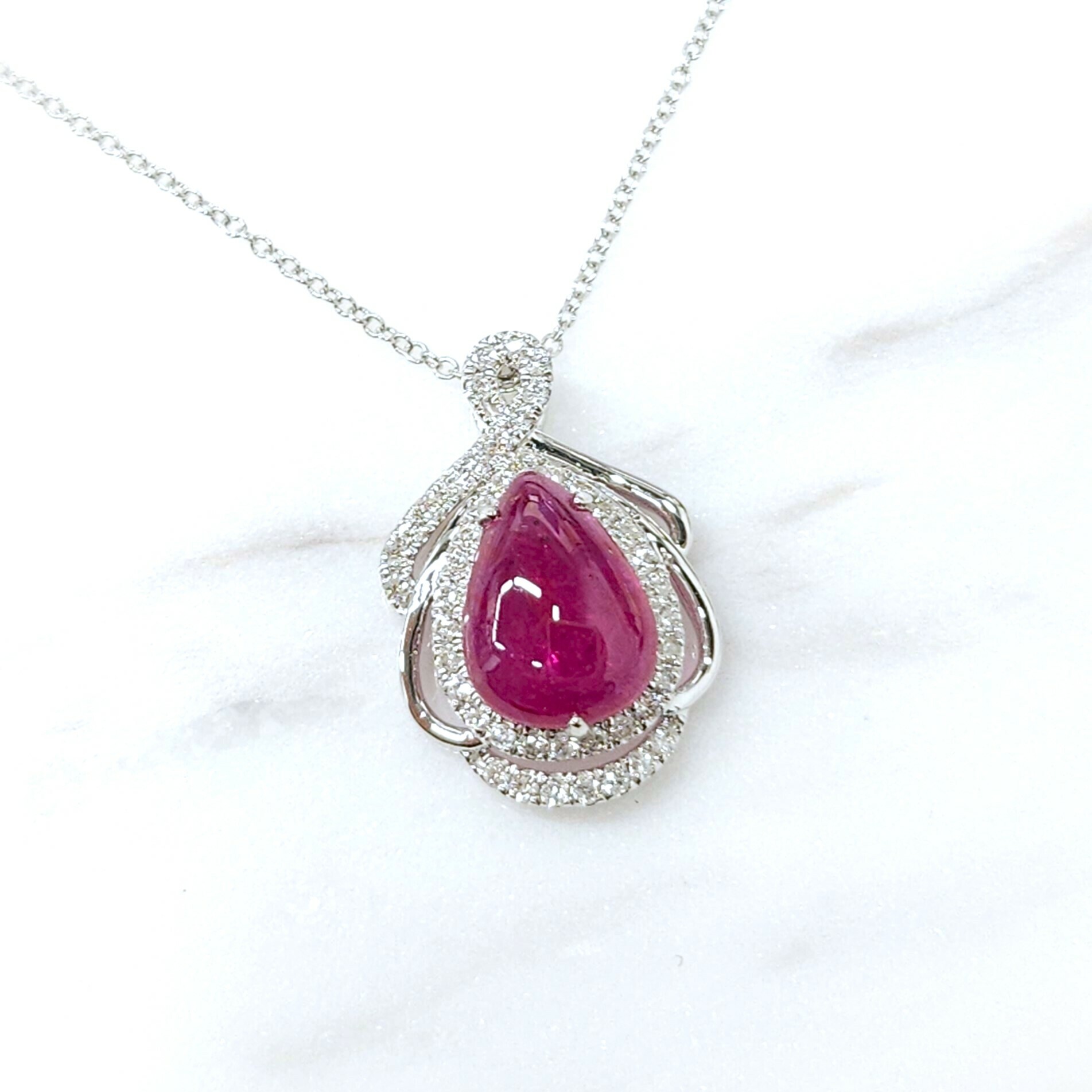 18K White Gold 2.66ct Ruby and Diamond Pendent