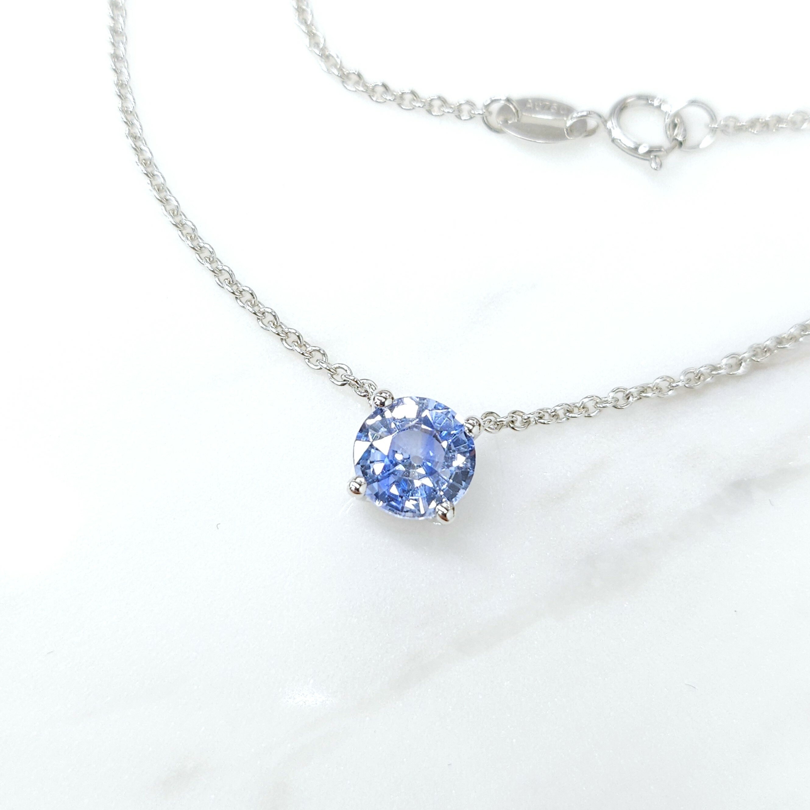 18K White Gold 1.33ct Sapphire and Diamond Necklace