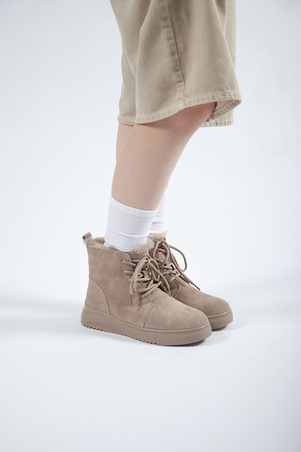 Project Laceup 毛呢厚底中性短靴